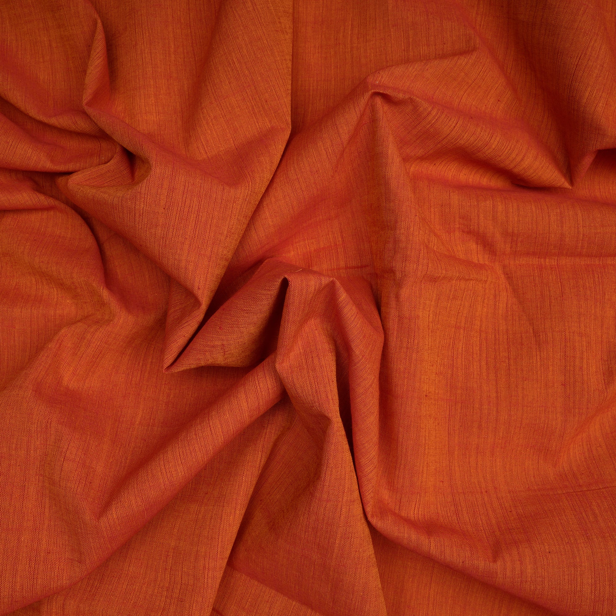 (Pre-Cut 4.35 Mtr)Orange Handwoven Mangalgiri Cotton Fabric