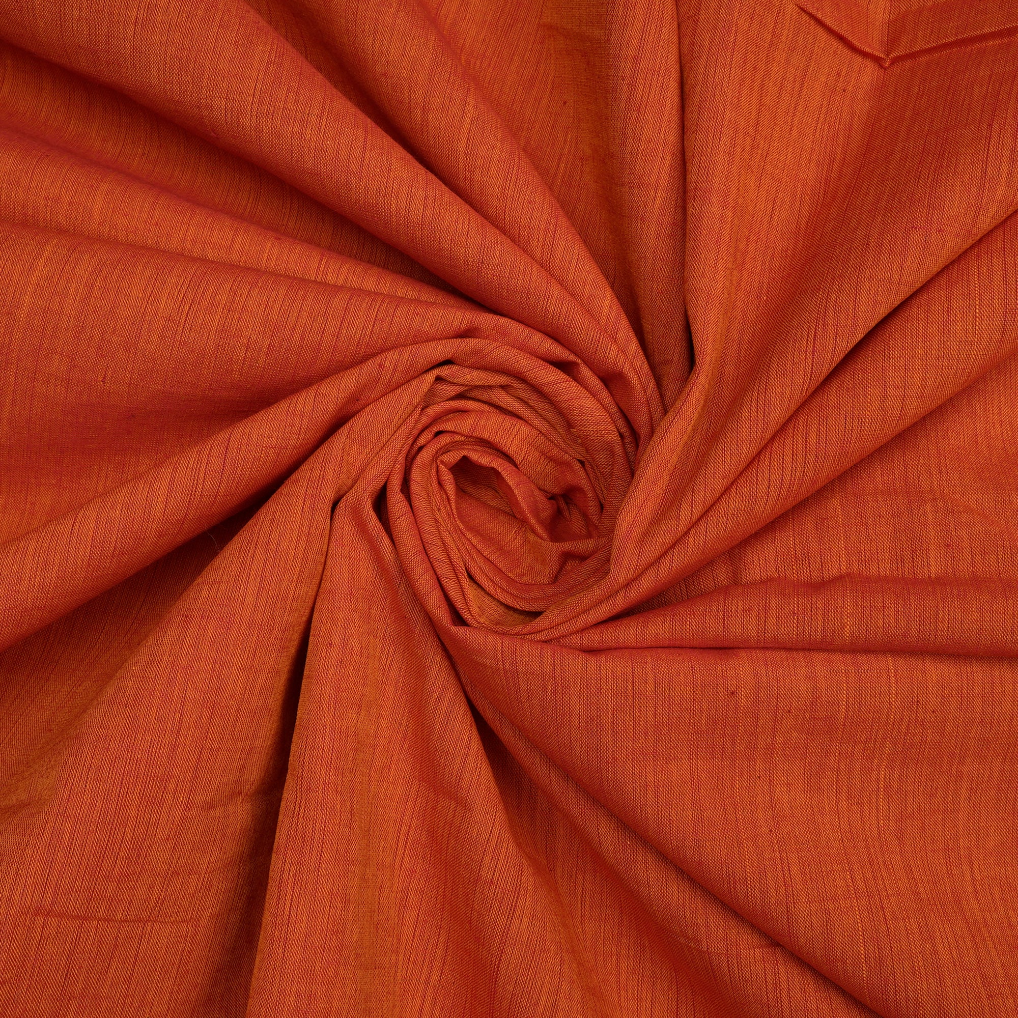 (Pre-Cut 4.35 Mtr)Orange Handwoven Mangalgiri Cotton Fabric