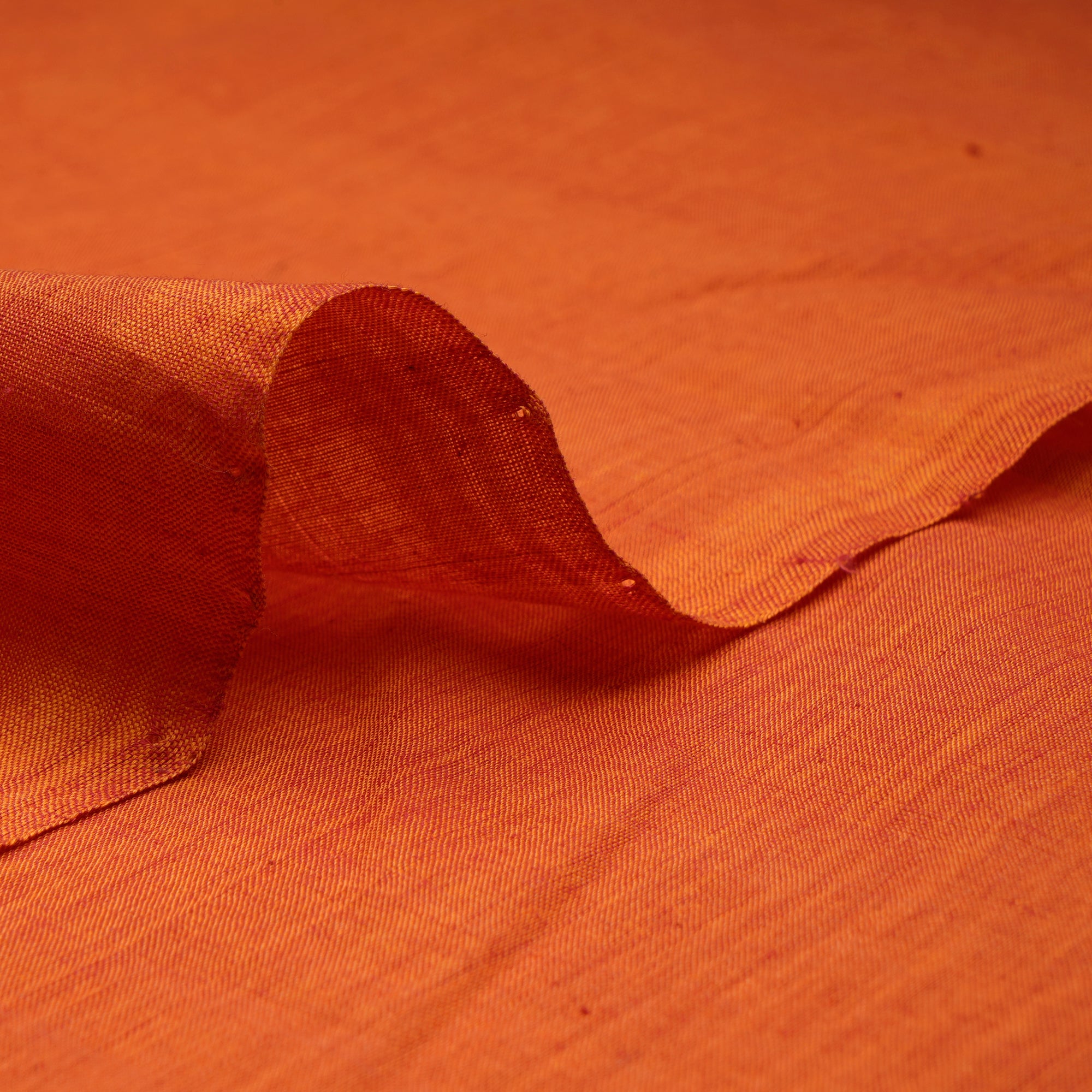 (Pre-Cut 4.35 Mtr)Orange Handwoven Mangalgiri Cotton Fabric