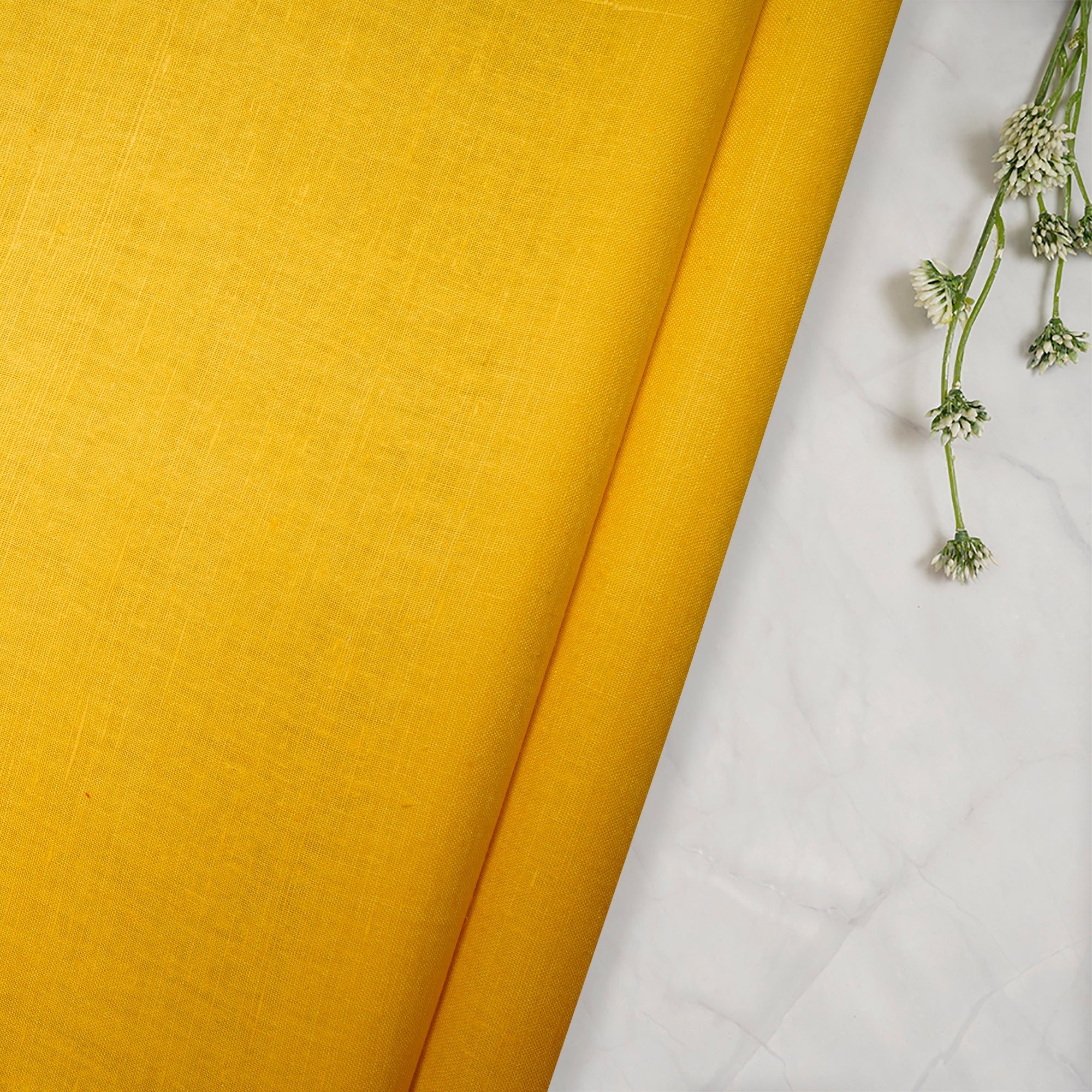 (Pre Cut 0.50 Mtr)Bright Yellow Matka Silk Fabric