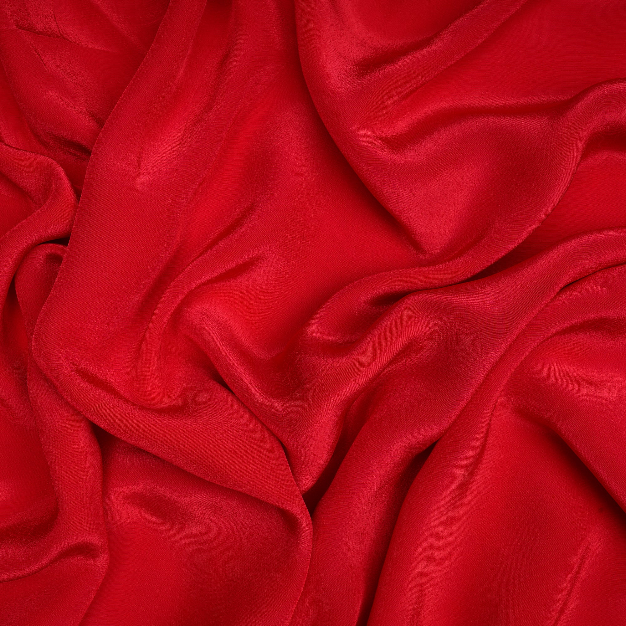 (Pre-Cut 2.00 Mtr)Red Color Piece Dyed Bemberg Crepe Fabric