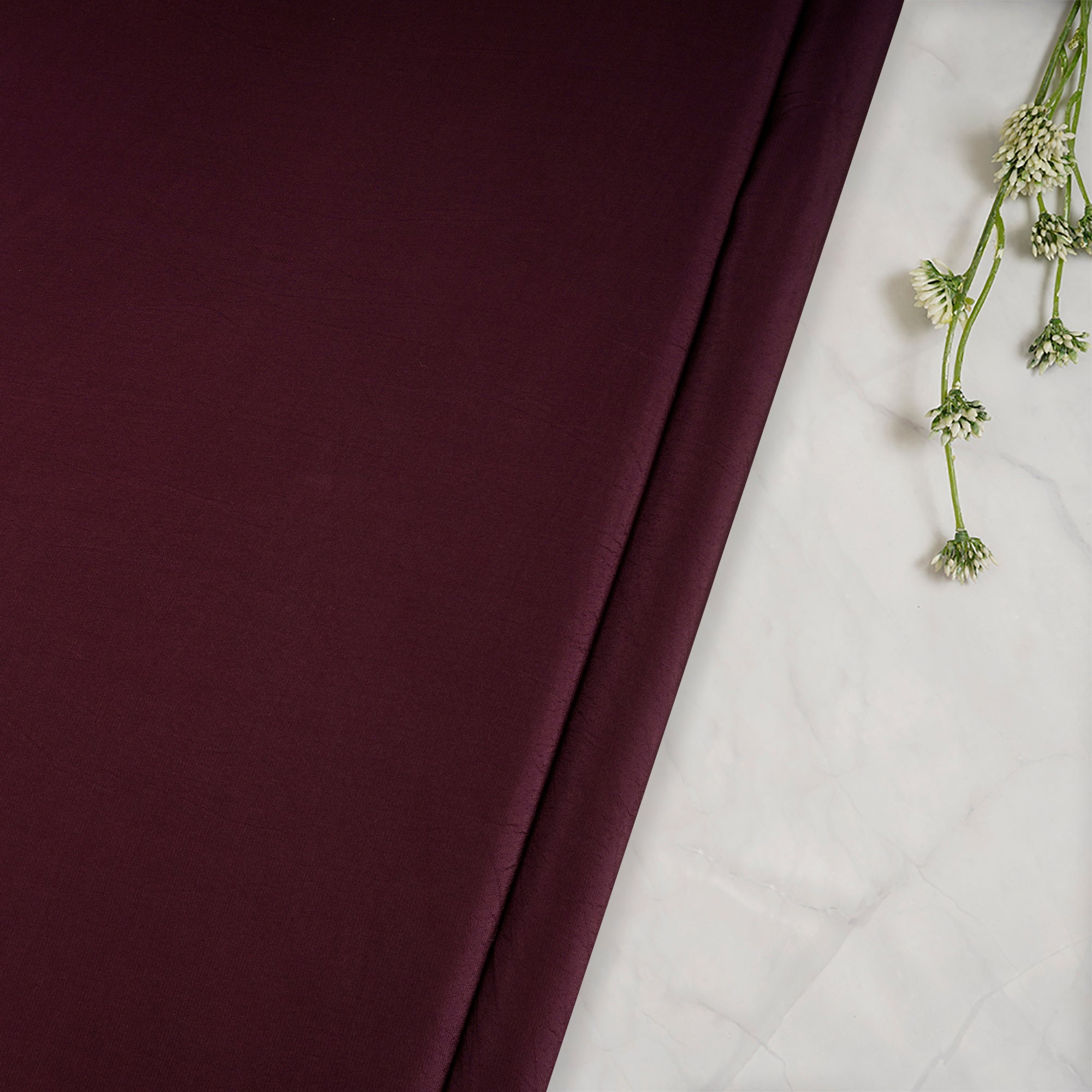 (Pre-Cut 2.35 Mtr)Maroon Banner Piece Dyed Bemberg Crepe Fabric