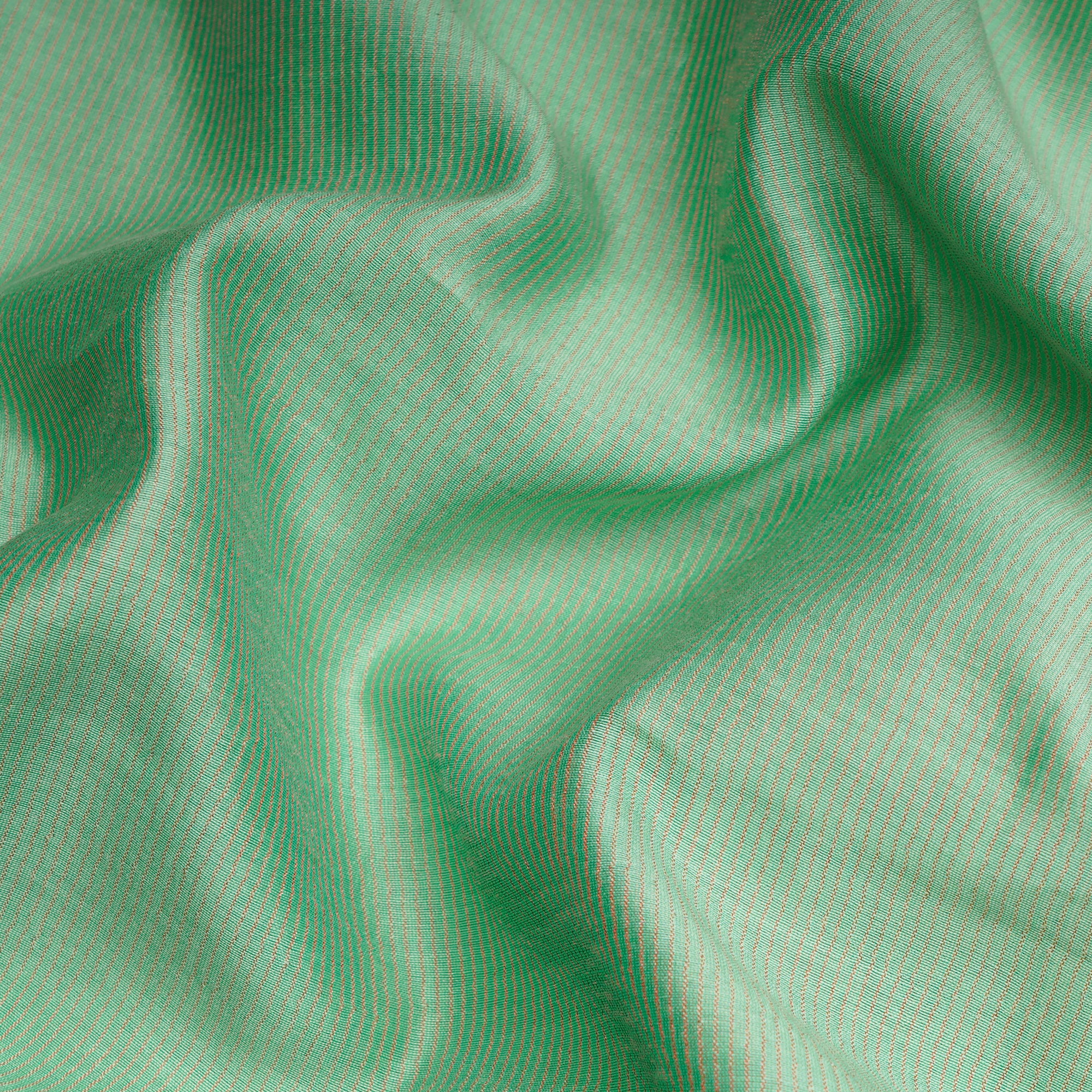 (Pre-Cut 2.20 Mtr)Chartreuse Green Stripe Pattern Fancy Chanderi Fabric