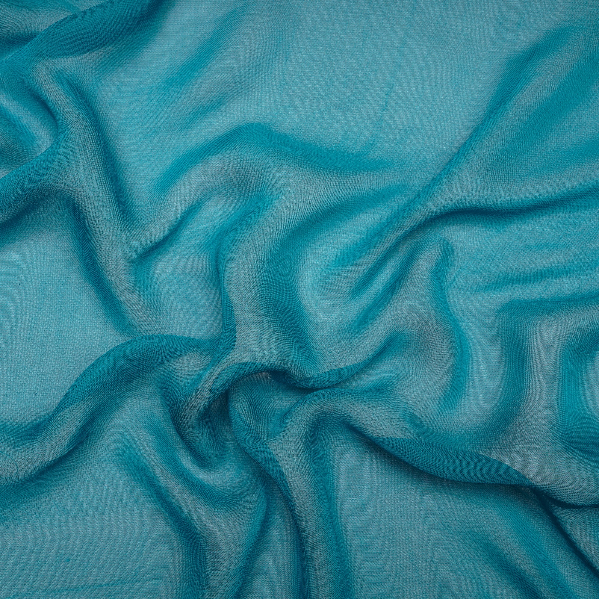 (Pre Cut 0.60 Mtr )Blue Piece Dyed Viscose Georgette Fabric