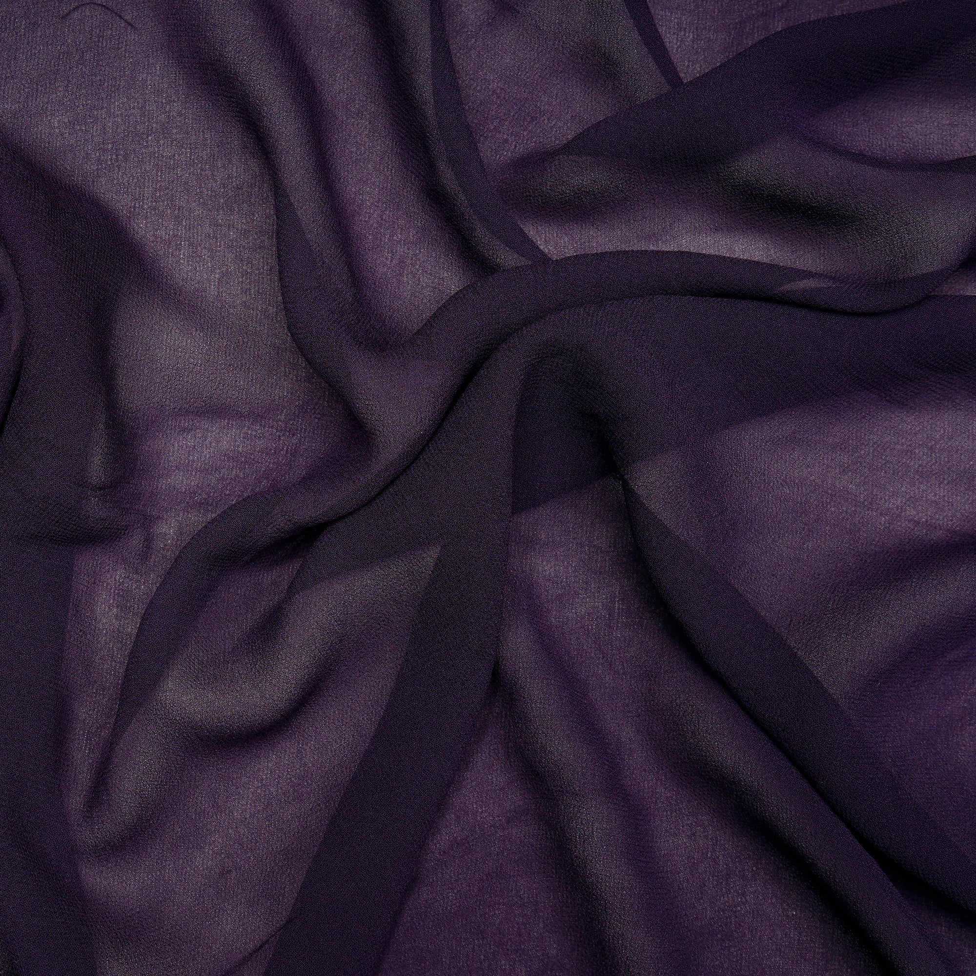 (Pre-Cut 0.60 Mtr)Dark Purple Color Piece Dyed Viscose Georgette Fabric