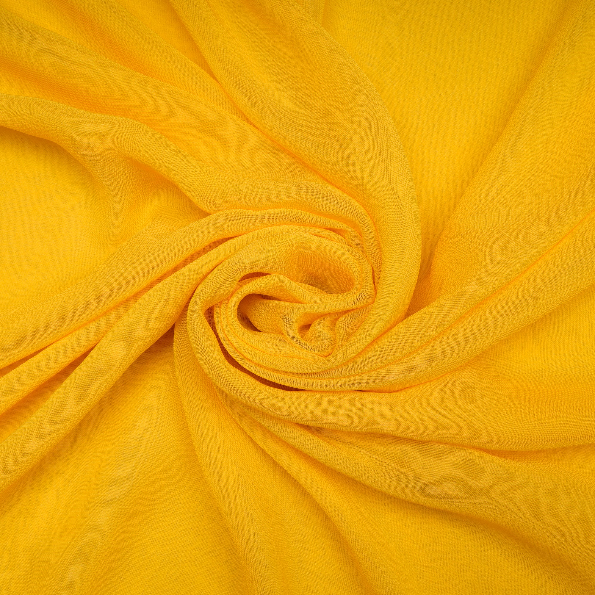 (Pre-Cut 2.20 Mtr)Yellow Color Piece Dyed Viscose Georgette Fabric
