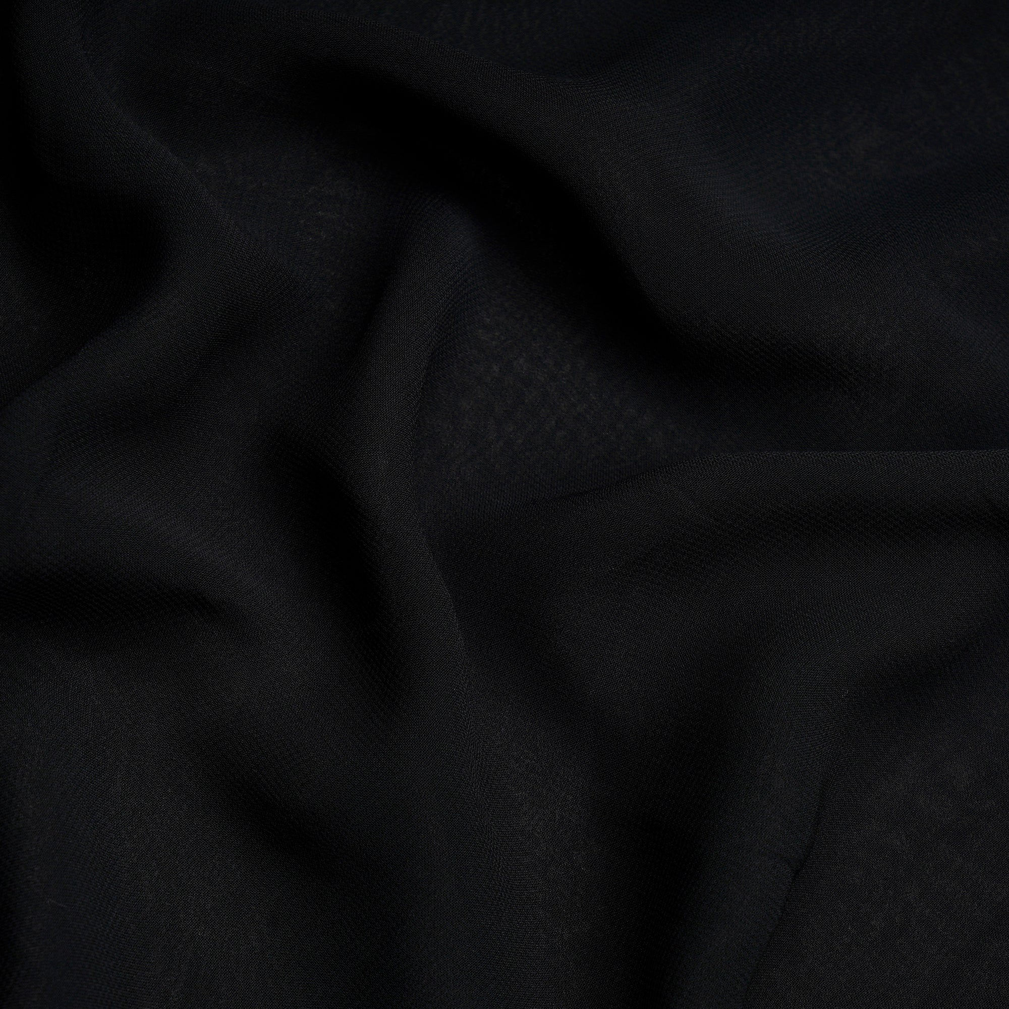 (Pre-Cut 2.30 Mtr) Black Piece Dyed Plain Viscose Georgette Fabric