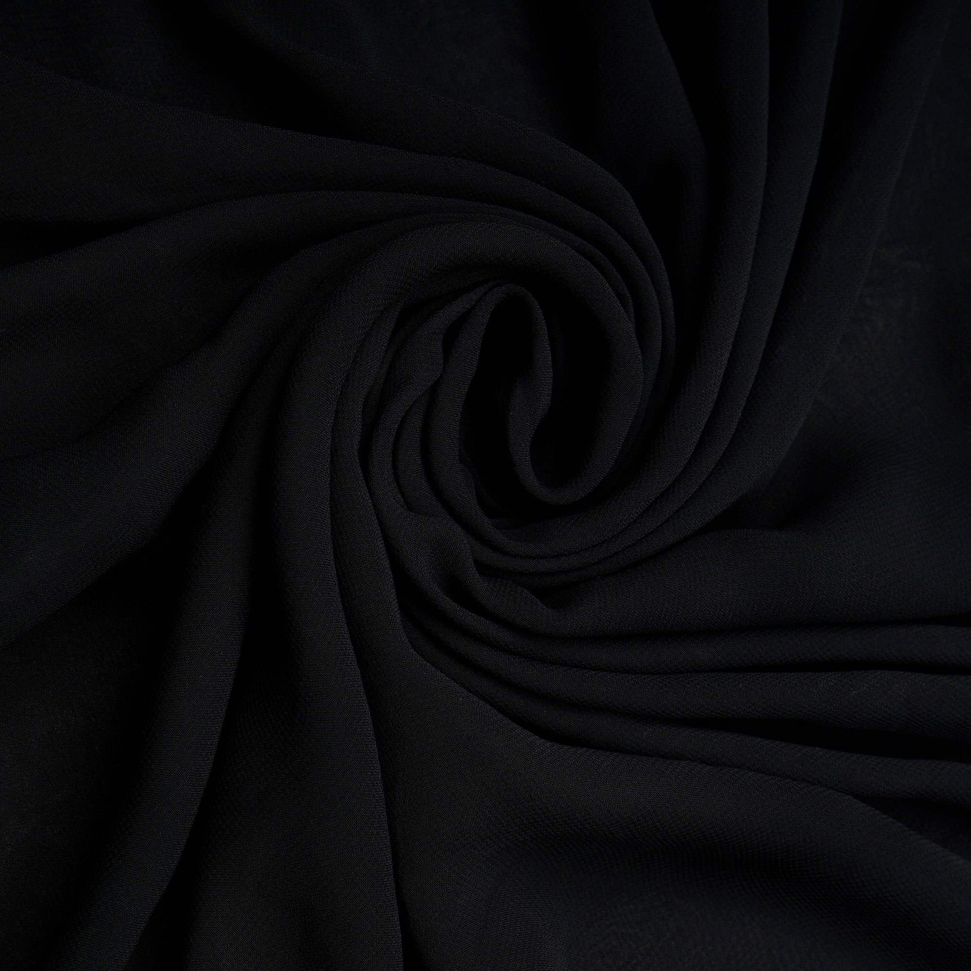 (Pre-Cut 2.30 Mtr) Black Piece Dyed Plain Viscose Georgette Fabric