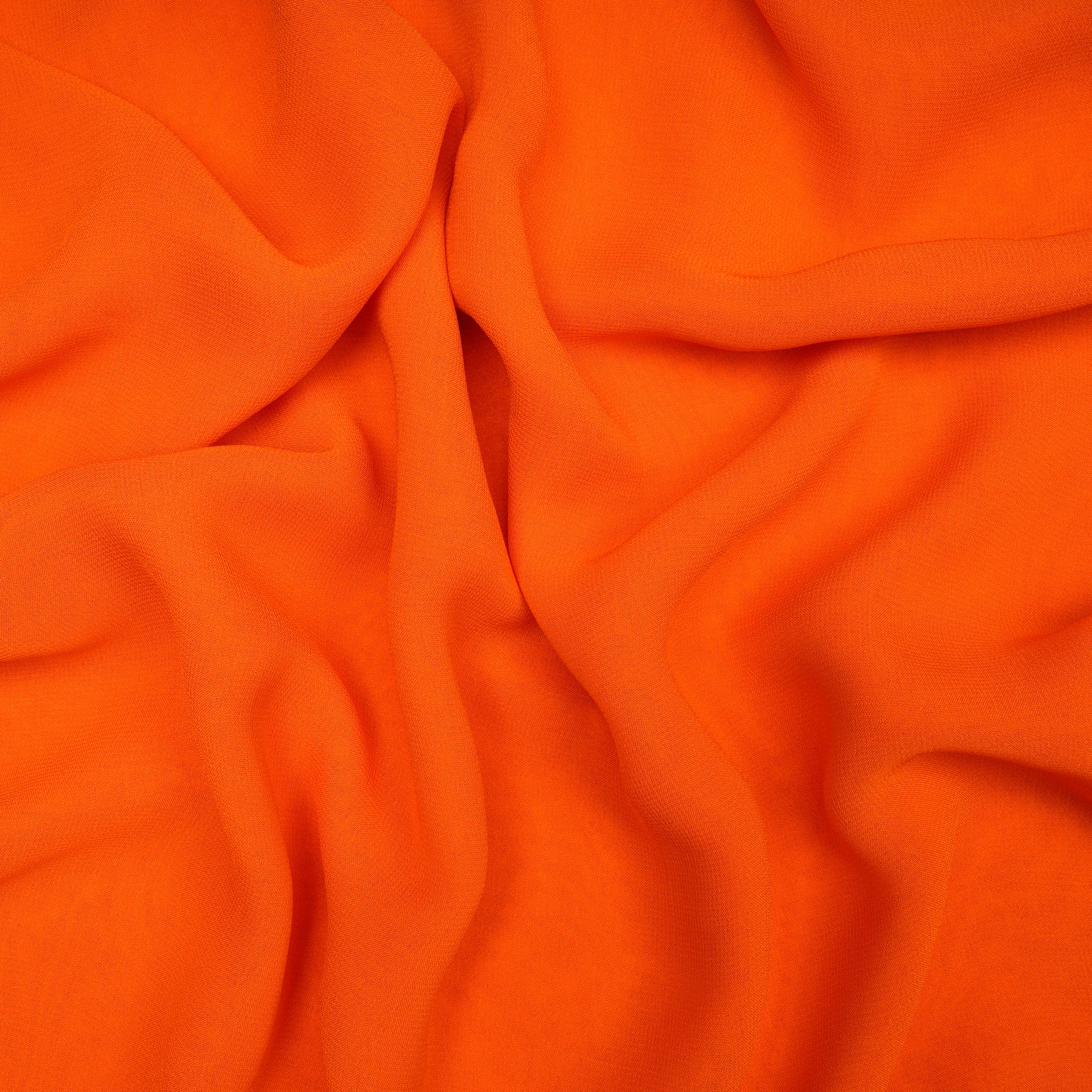 (Pre-Cut 2.50 Mtr) Orange Plain Viscose Georgette Fabric