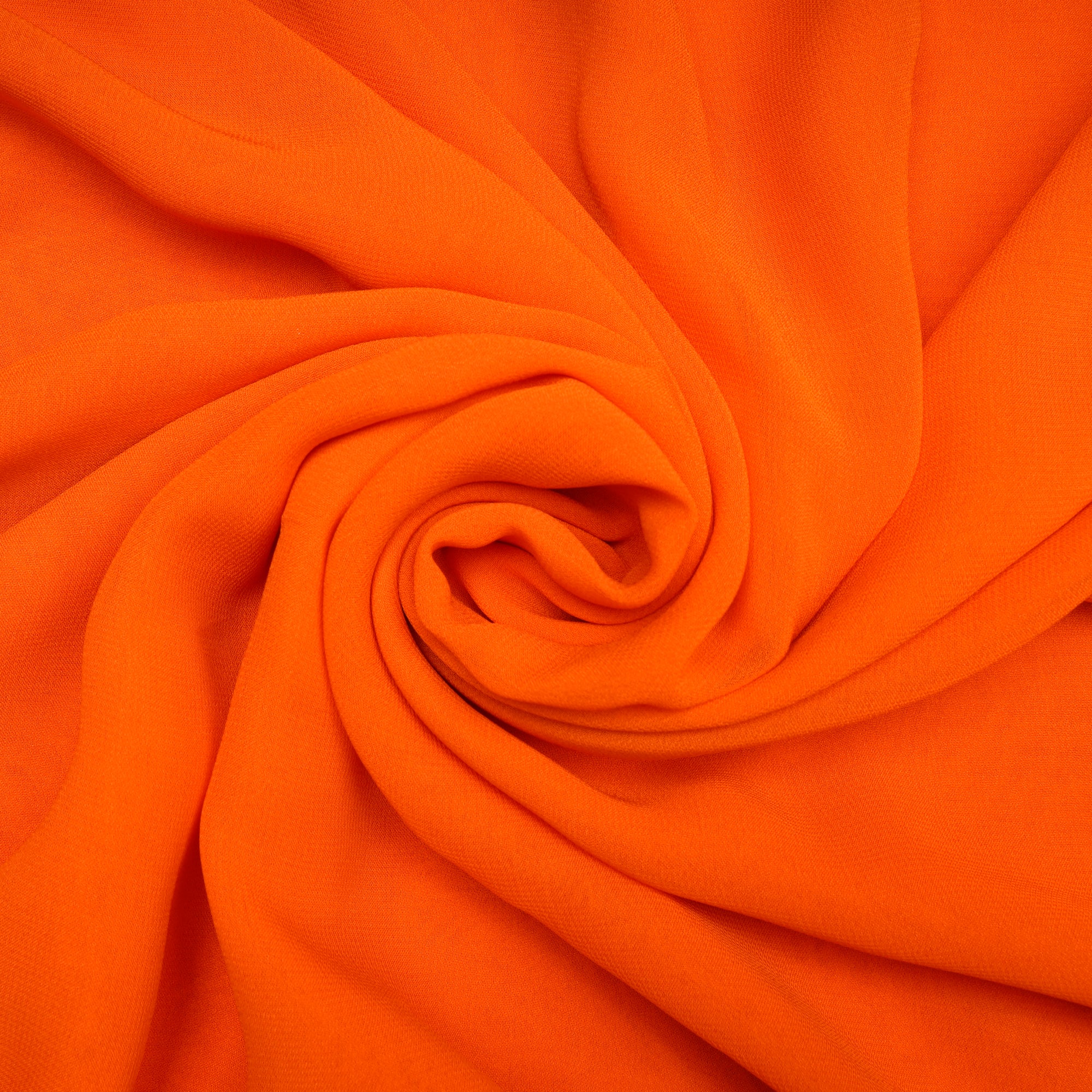 (Pre-Cut 2.50 Mtr) Orange Plain Viscose Georgette Fabric