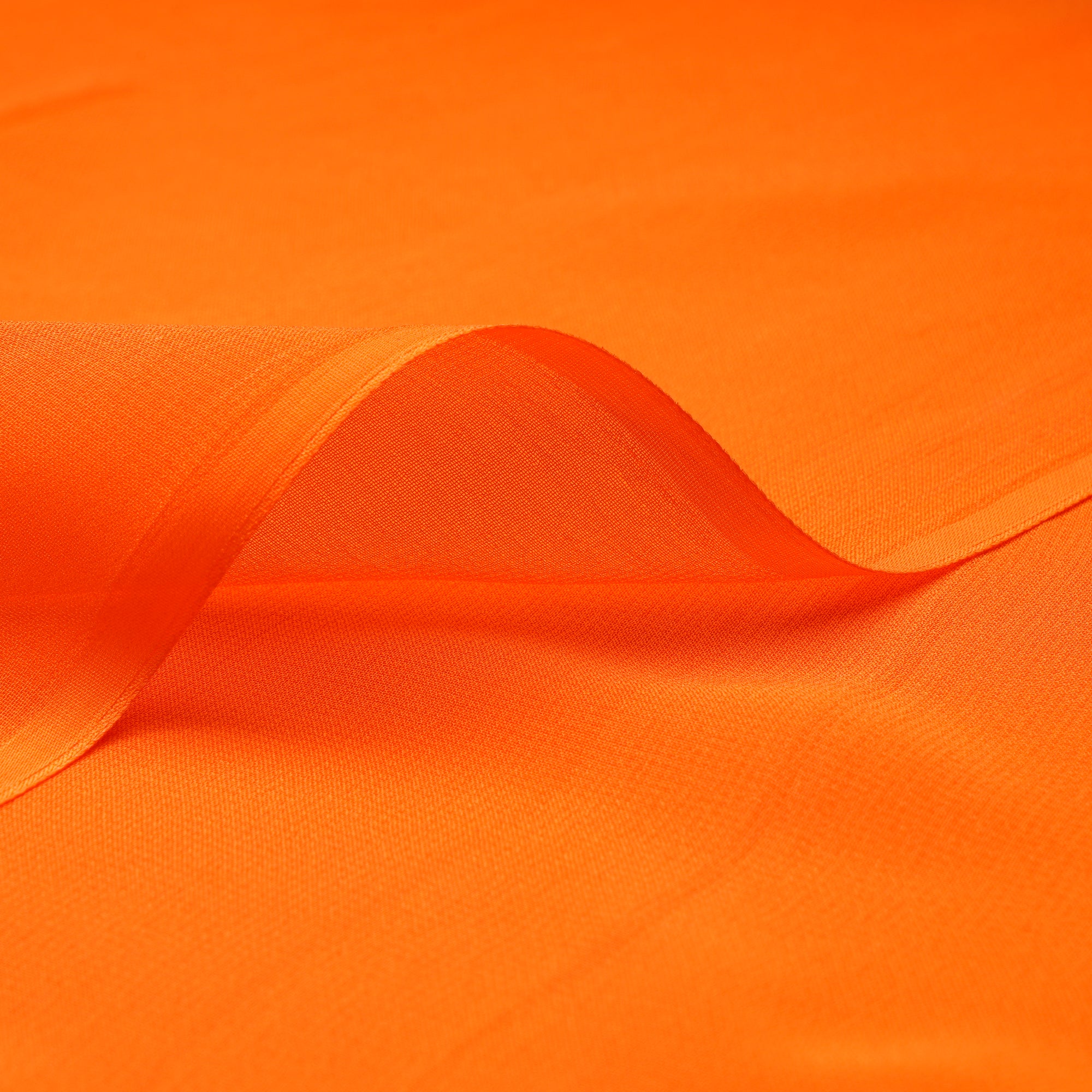 (Pre-Cut 2.50 Mtr) Orange Plain Viscose Georgette Fabric