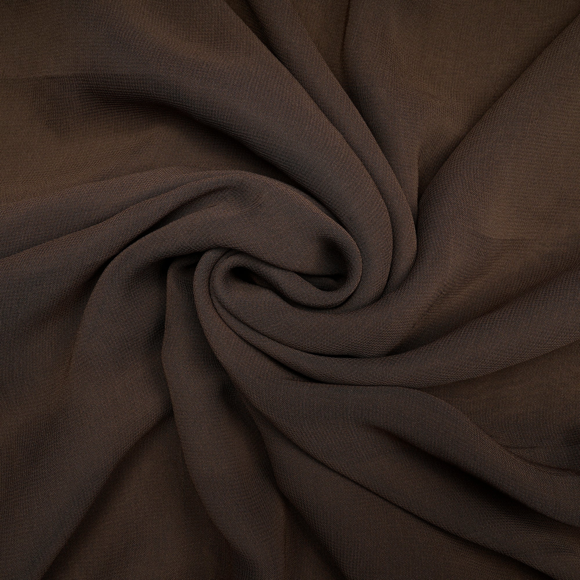 (Pre-Cut 2.90 Mtr)Coffee Brown Viscose Georgette Dyeable Fabric