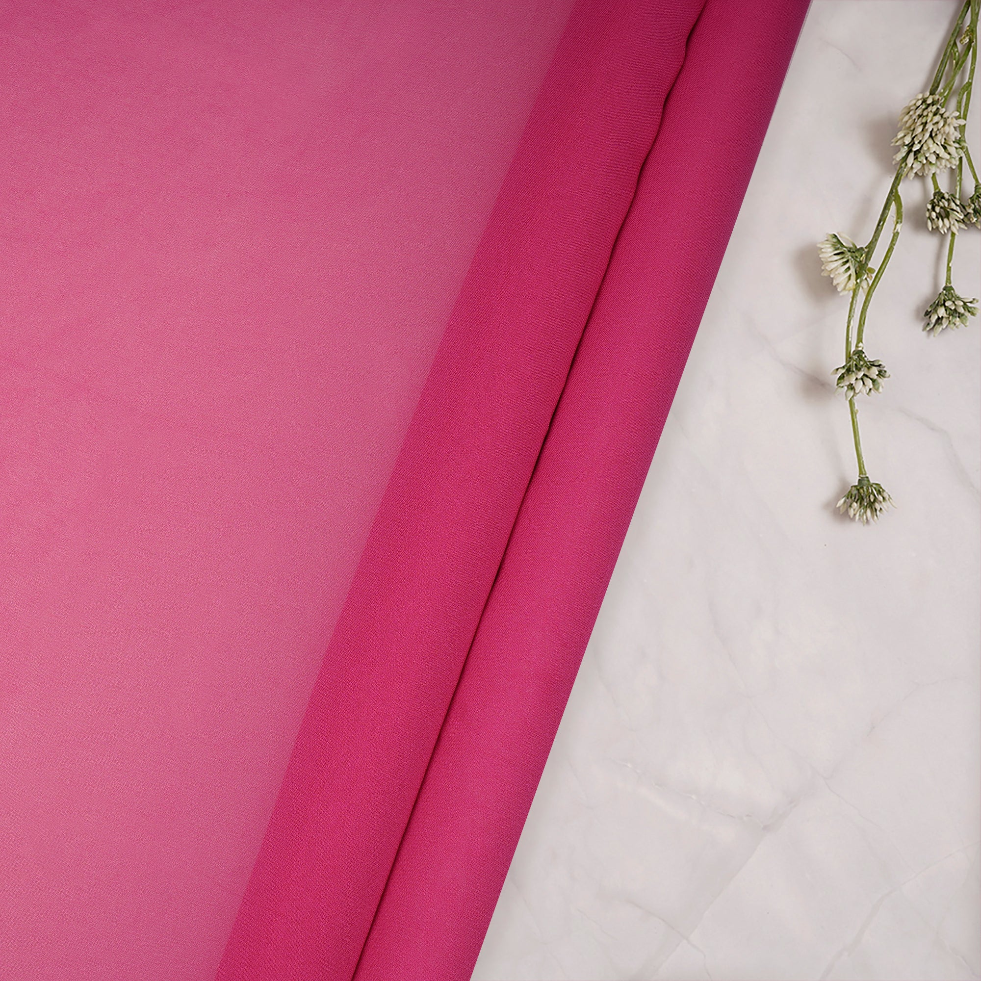 (Pre-Cut 3.40 Mtr)Pink Piece Dyed Plain Viscose Fabric