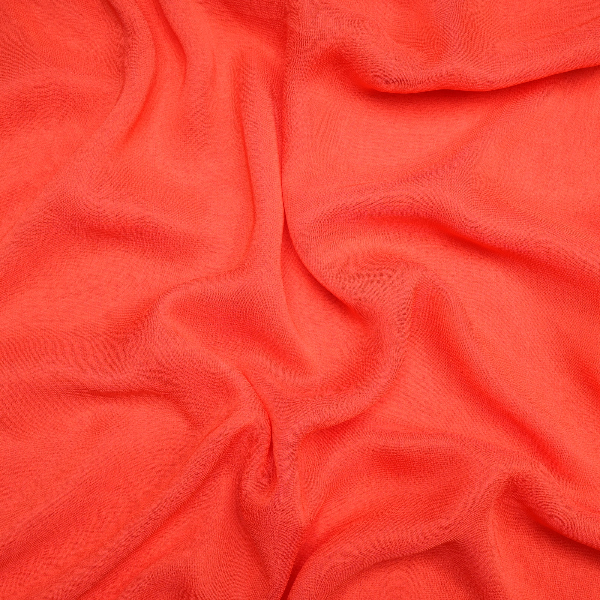 (Pre-Cut 4.30 Mtr)Hot Coral Piece Dyed Viscose Georgette Fabric