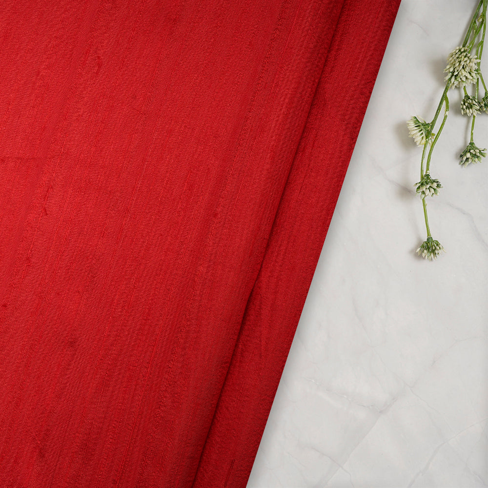 (Pre-Cut 1.20 Mtr)High Risk Red Blended Dupion Silk Fabric