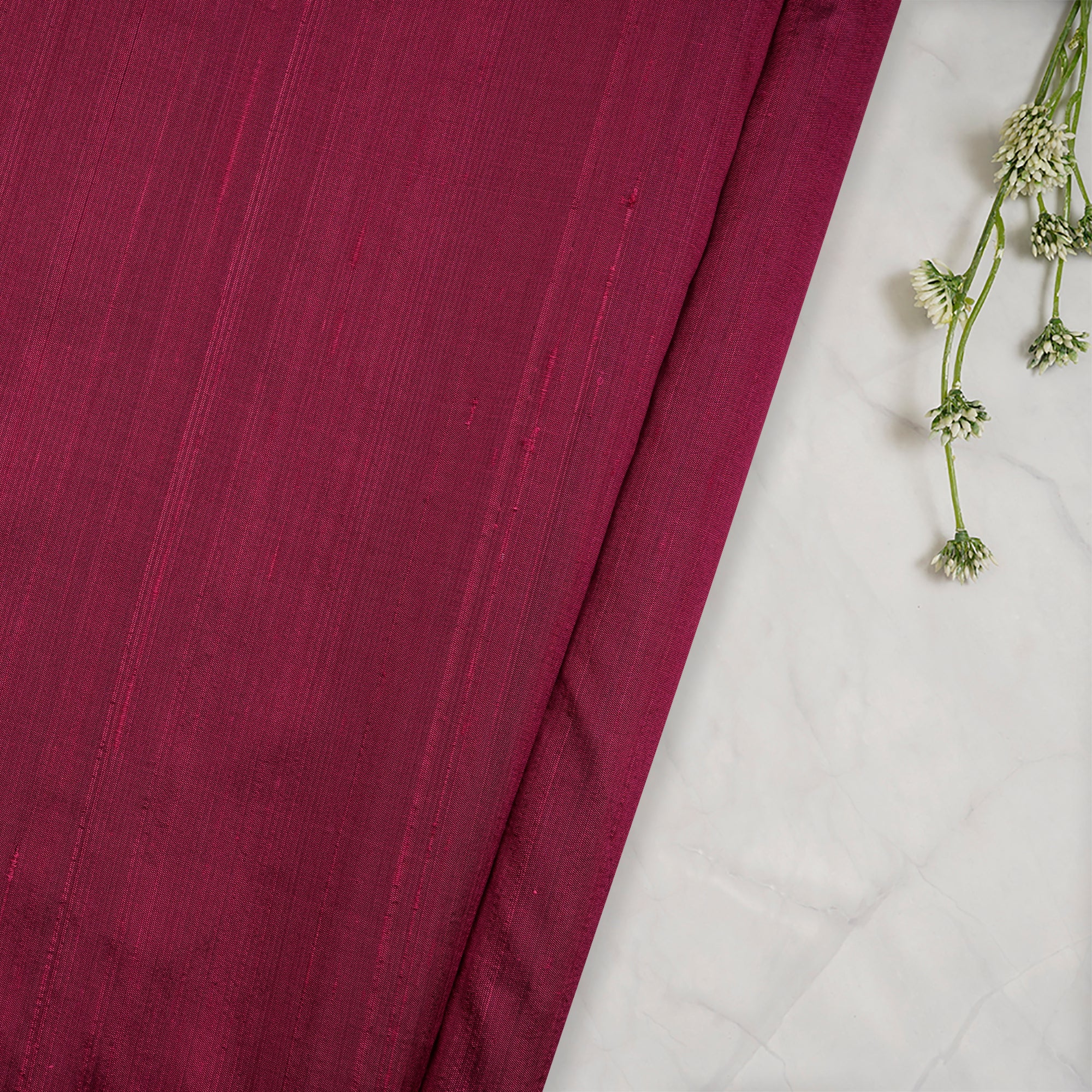 (Pre-Cut 2.40 Mtr)Maroon Piece Dyed Plain Blended Dupion Silk Fabric