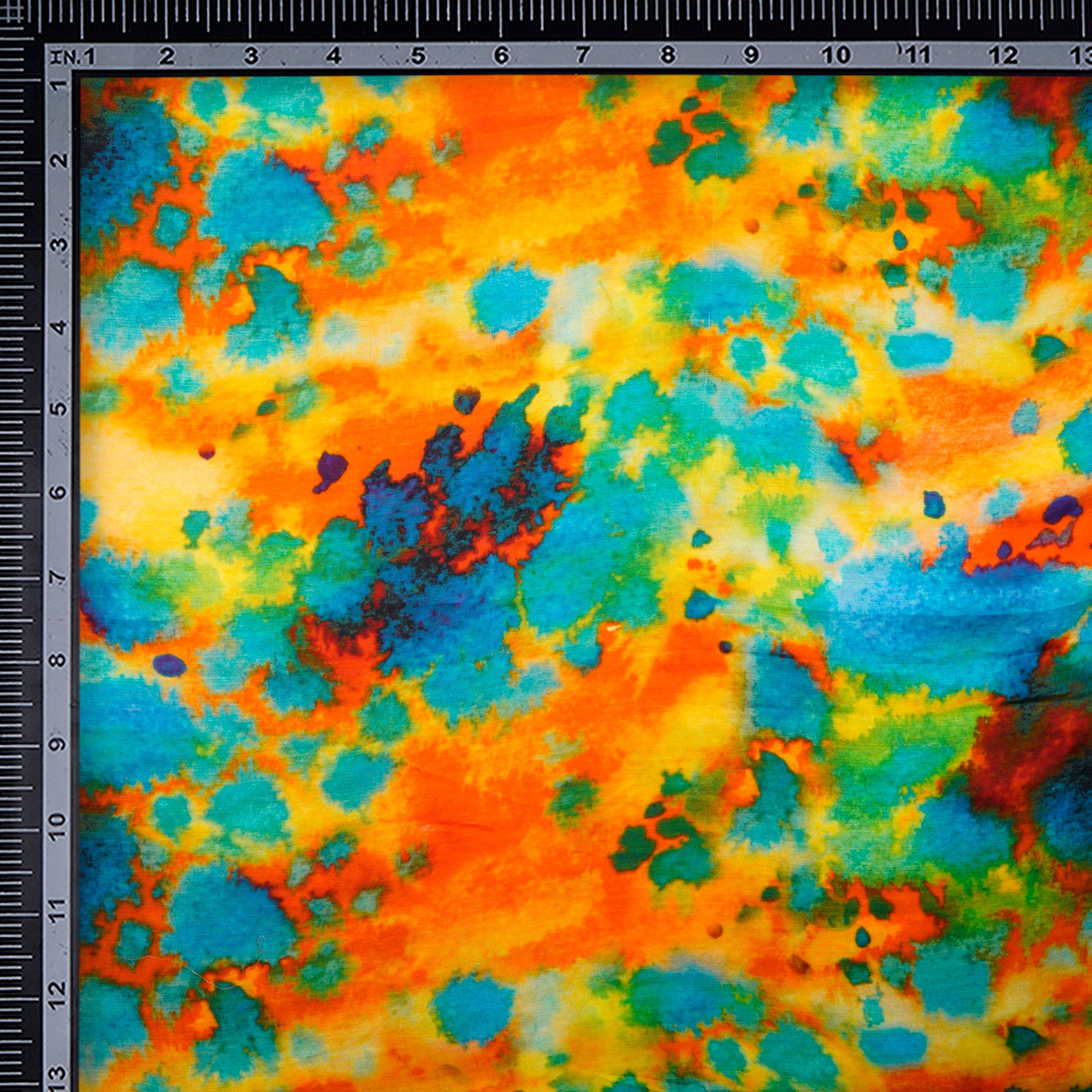 (Pre-Cut 2.15 Mtr)Multi Color Tie-Dye Pattern Digital Print Modal Satin Fabric