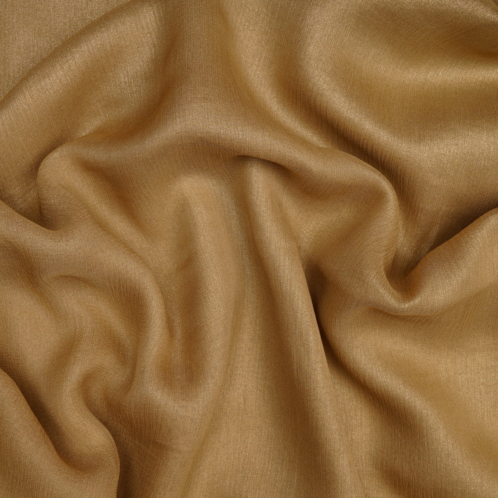 (Pre-Cut 1.00 Mtr)Golden Piece Dyed Pure Foile Chiffon Silk Fabric