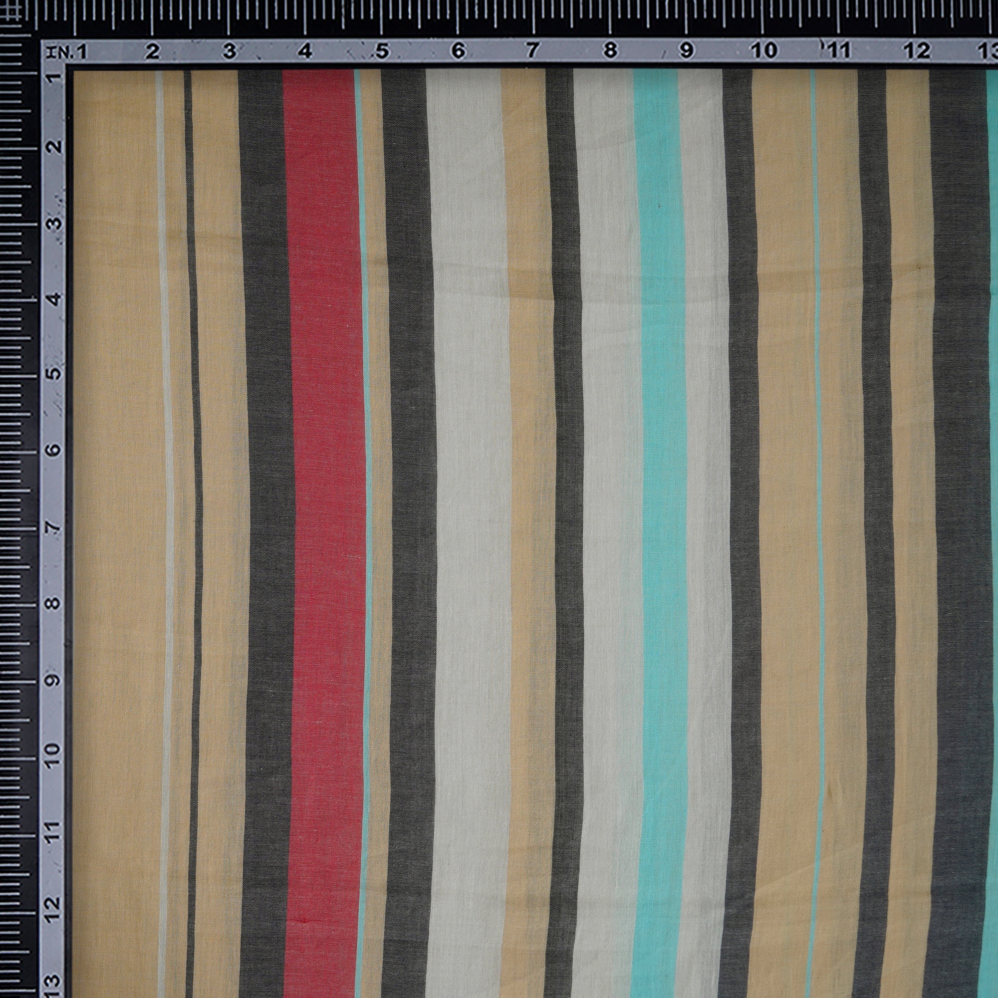 (Pre-Cut 2.50 Mtr)Multi Color Stripe Pattern Yarn Dyed Cotton Fabric