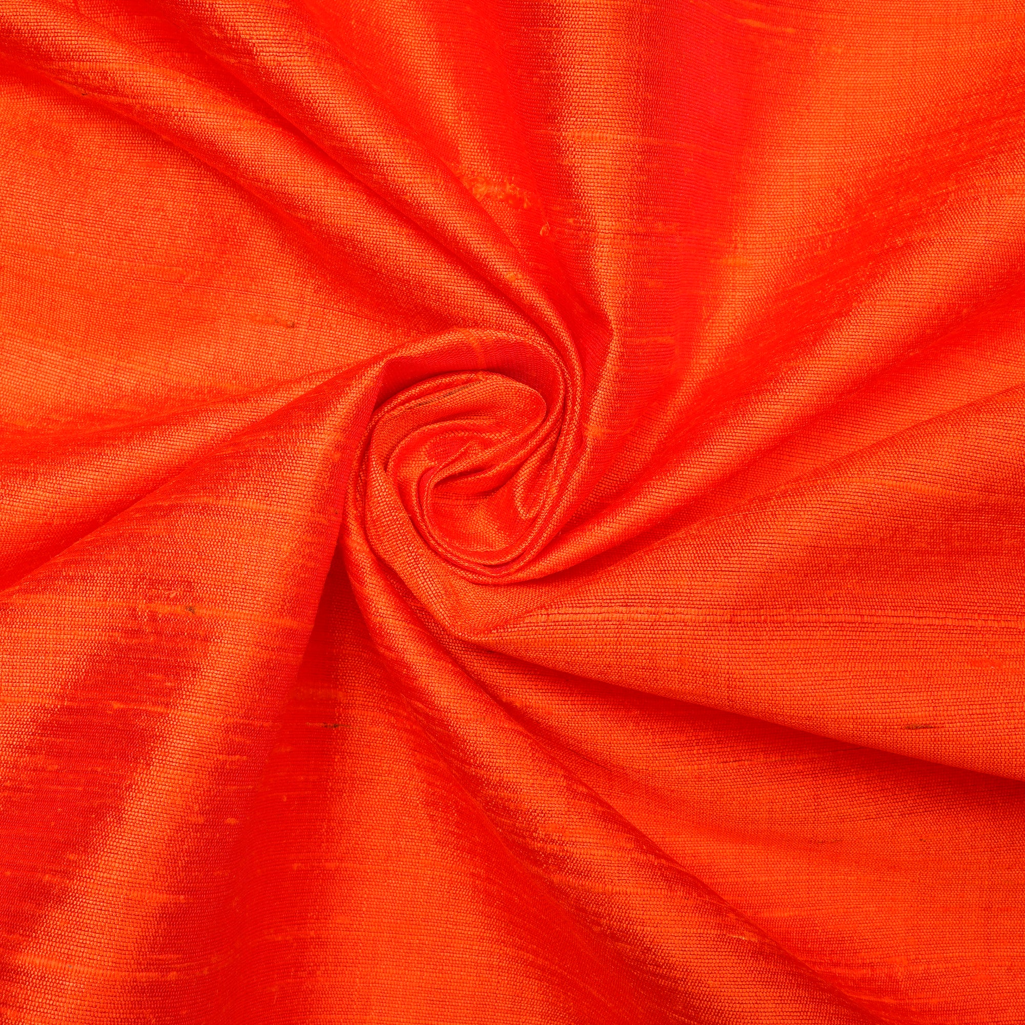 (Pre-Cu 2.00 Mtr) Orange Dupion Silk Fabric