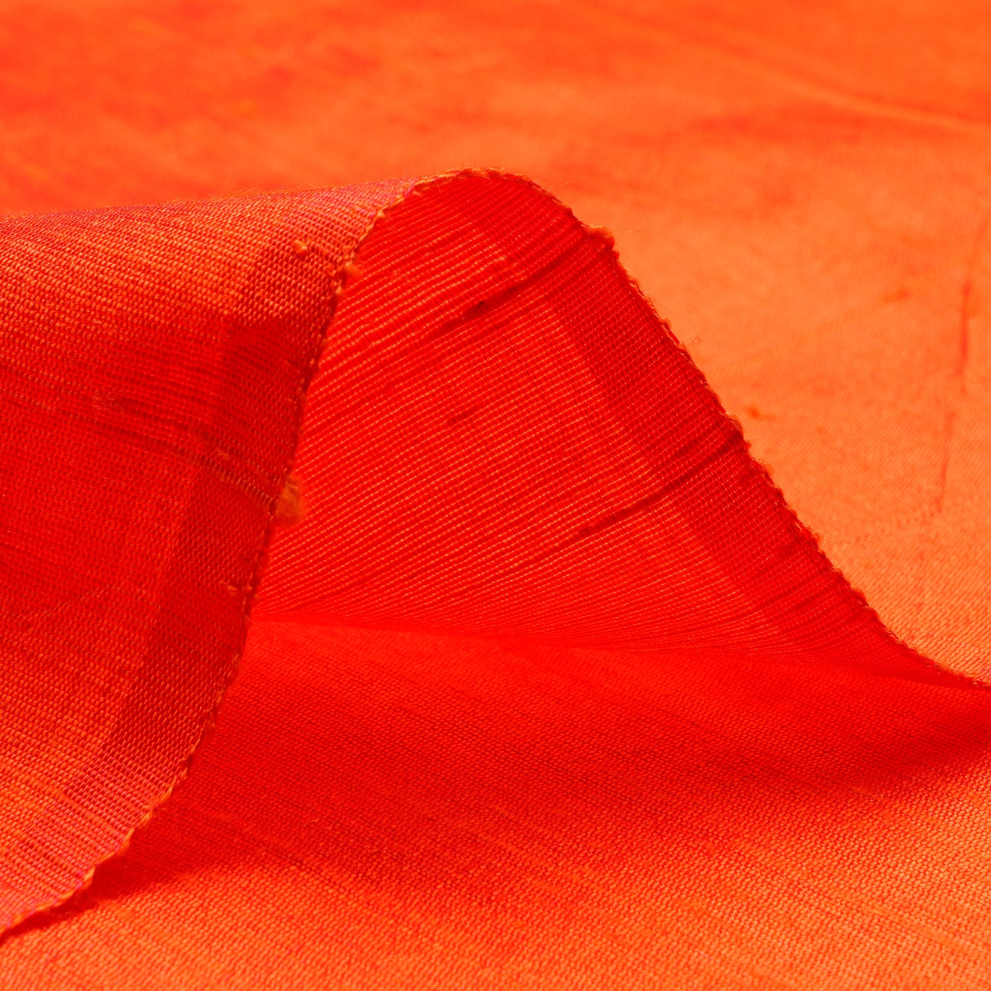 (Pre-Cu 2.00 Mtr) Orange Dupion Silk Fabric