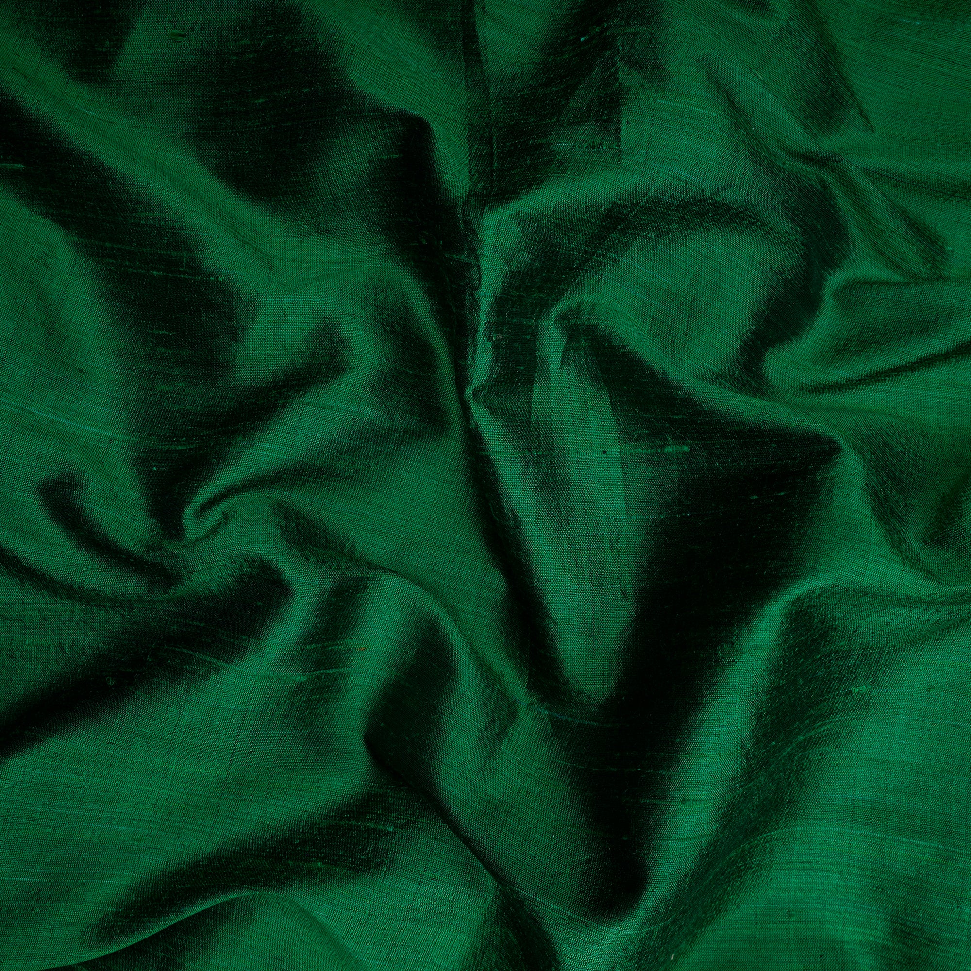 (Pre-Cut 2.30 Mtr)Forest Green Piece Dyed Plain Dupion Silk Fabric