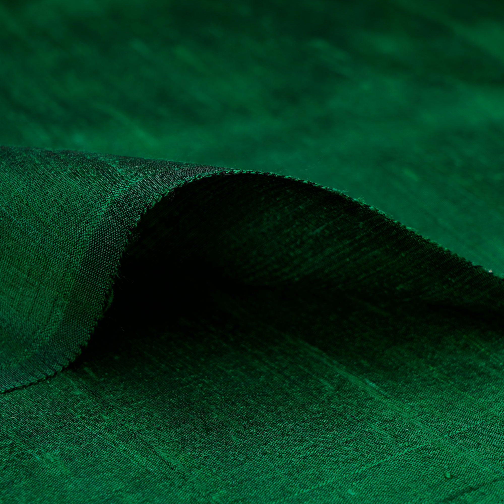 (Pre-Cut 2.30 Mtr)Forest Green Piece Dyed Plain Dupion Silk Fabric