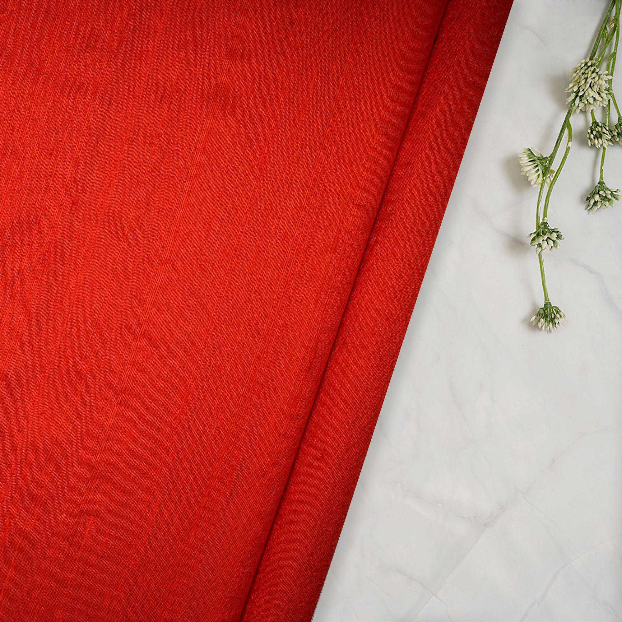 (Pre-Cut 2.90 Mtr)Red Plain Dupion Silk Fabric