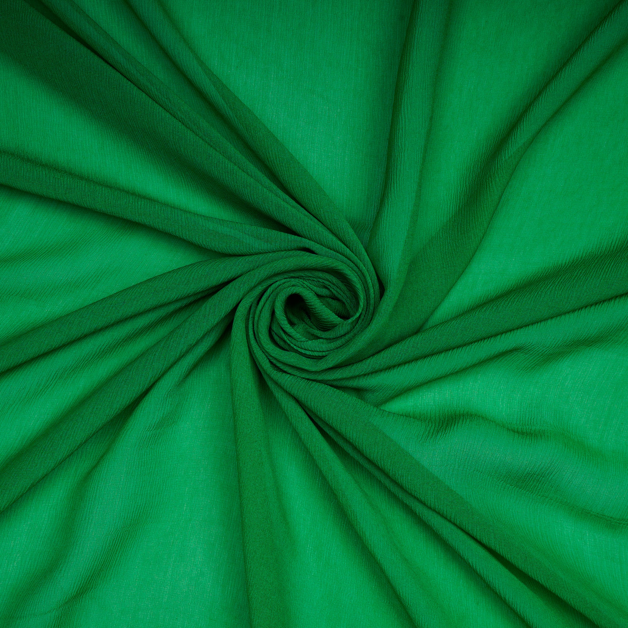 (Pre-Cut 2.30 Mtr)Green Bee Piece Dyed Plain Chiffon Silk Fabric