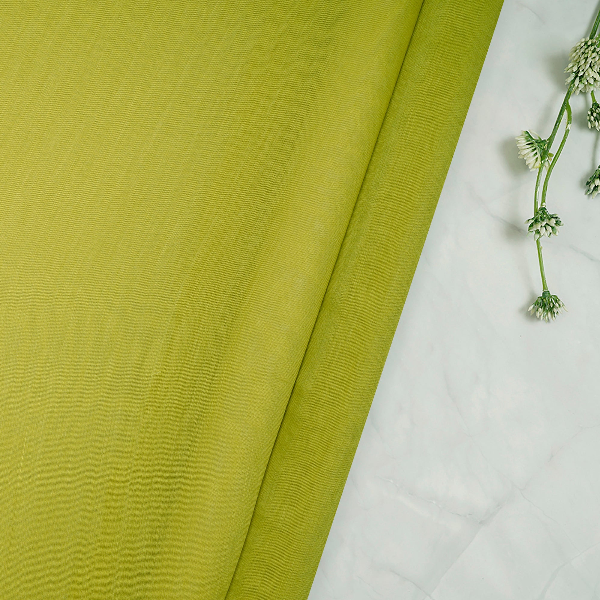 (Pre-Cut 4.40 Mtr) Spring Green Piece Dyed Chiffon Silk Fabric