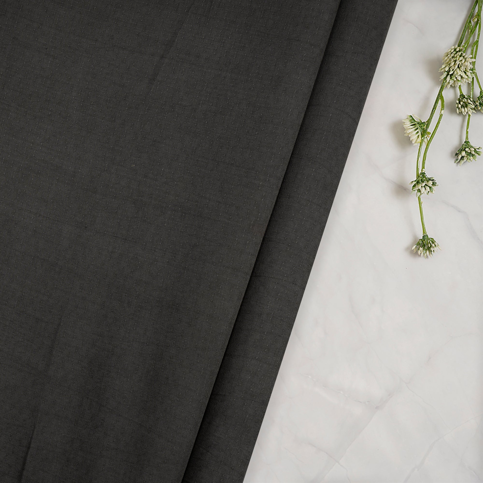 (Pre-Cut 2.80 Mtr)Grey Piece Dyed Plain Viscose Dobby Fabric