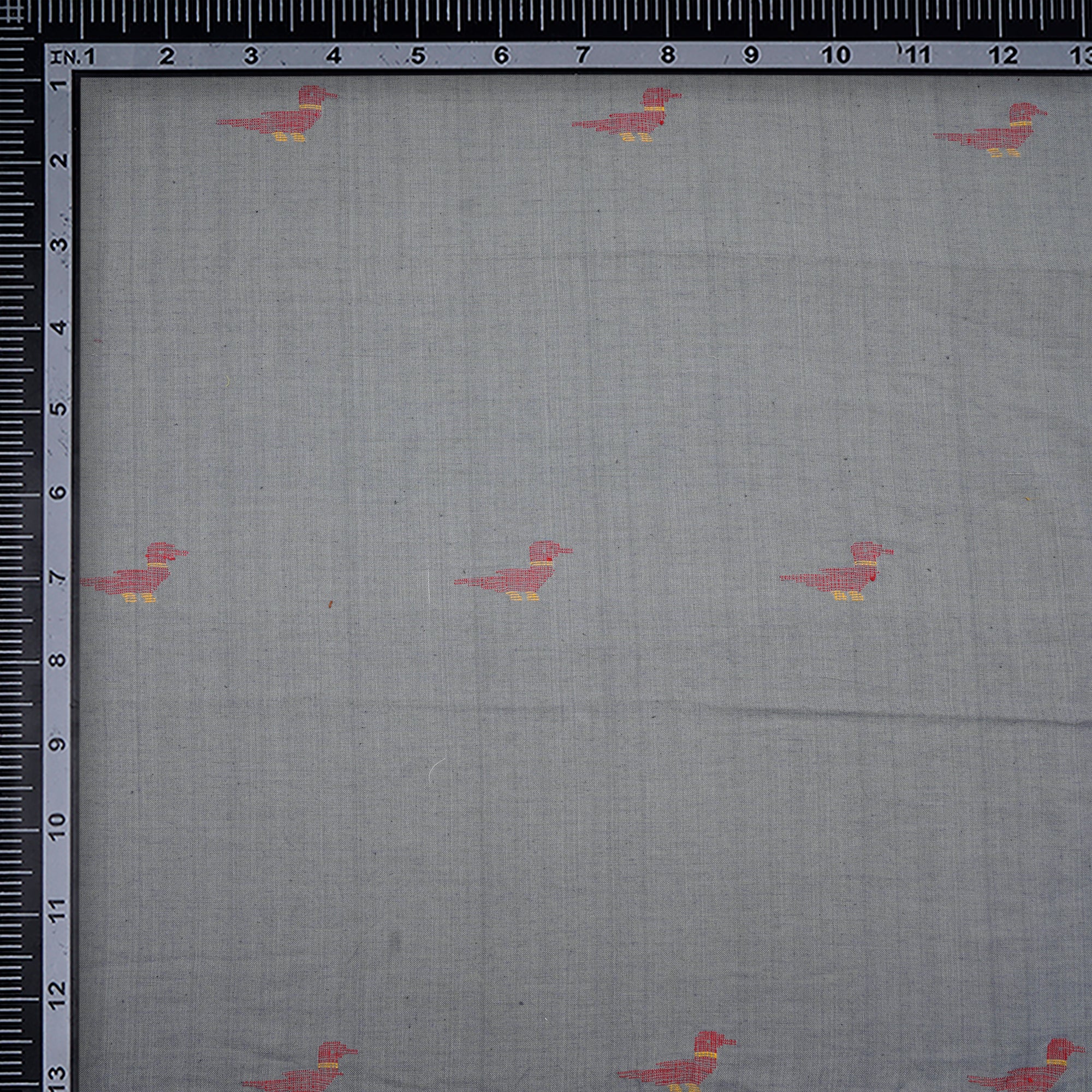 (Pre-Cut 1.40 Mtr)Grey Handloom Jamdani Pure Cotton Fabric