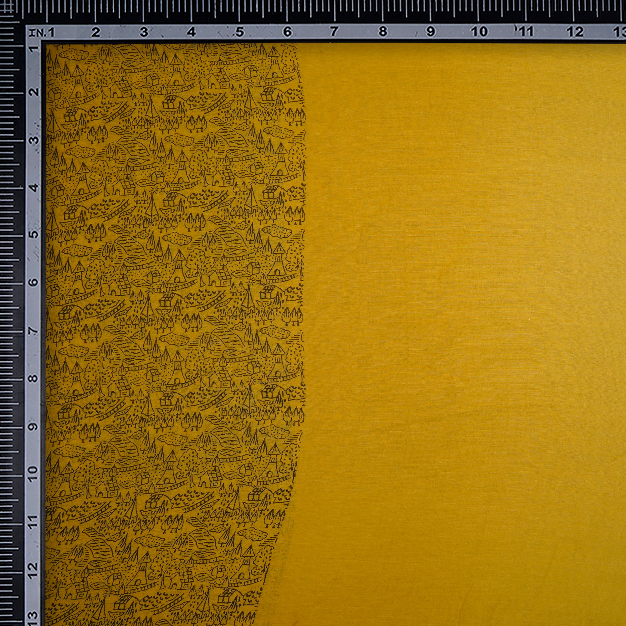 (Pre-Cut 1.50 Mtr)Mustard Color Printed Fine Chanderi Fabric
