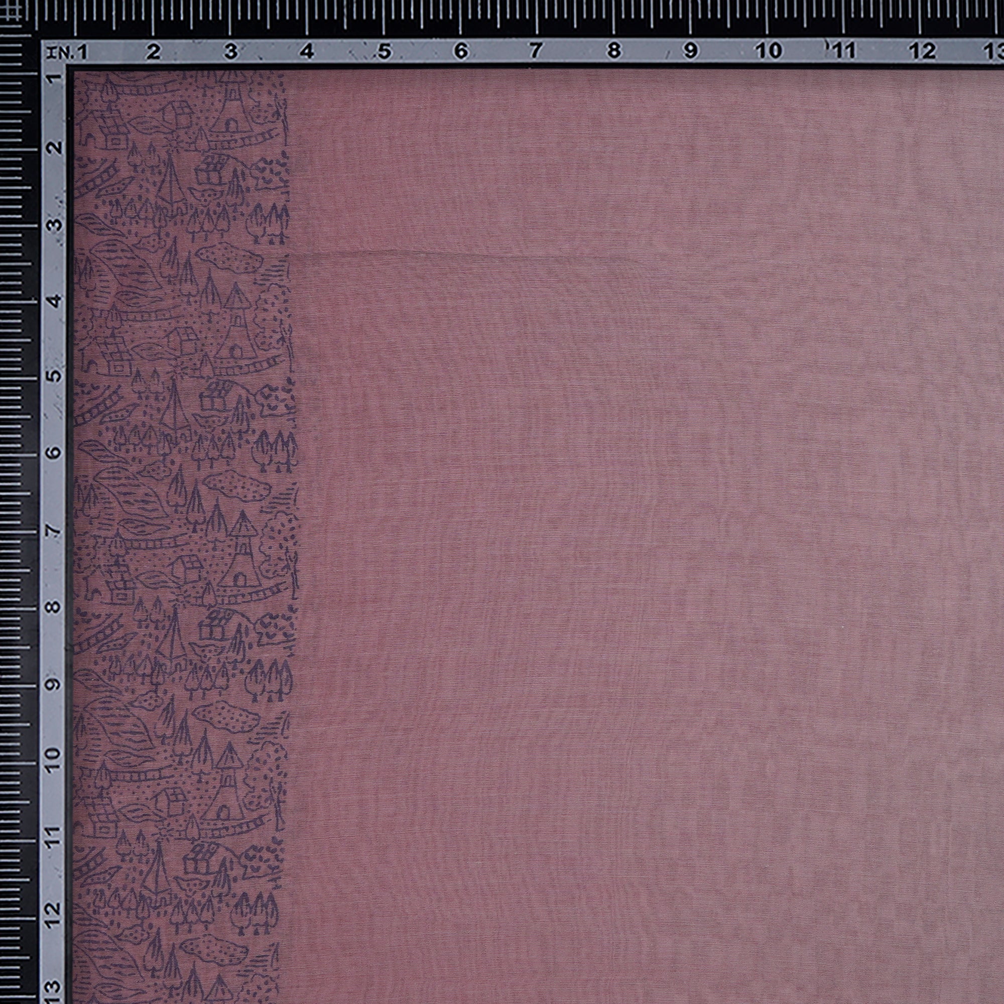 (Pre-Cut 3.30Mtr)Lilac Purple-Grey Color Printed Fine Chanderi Fabric