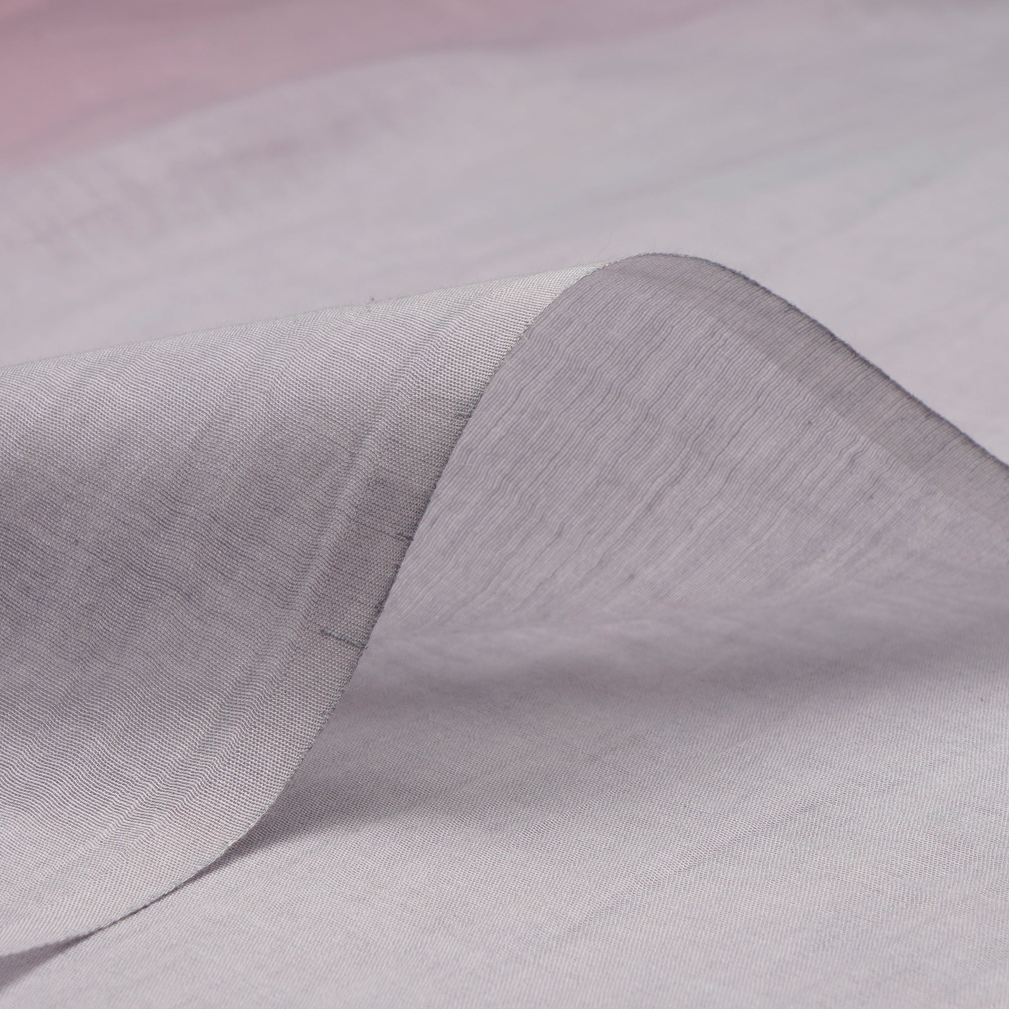(Pre-Cut 3.30Mtr)Lilac Purple-Grey Color Printed Fine Chanderi Fabric