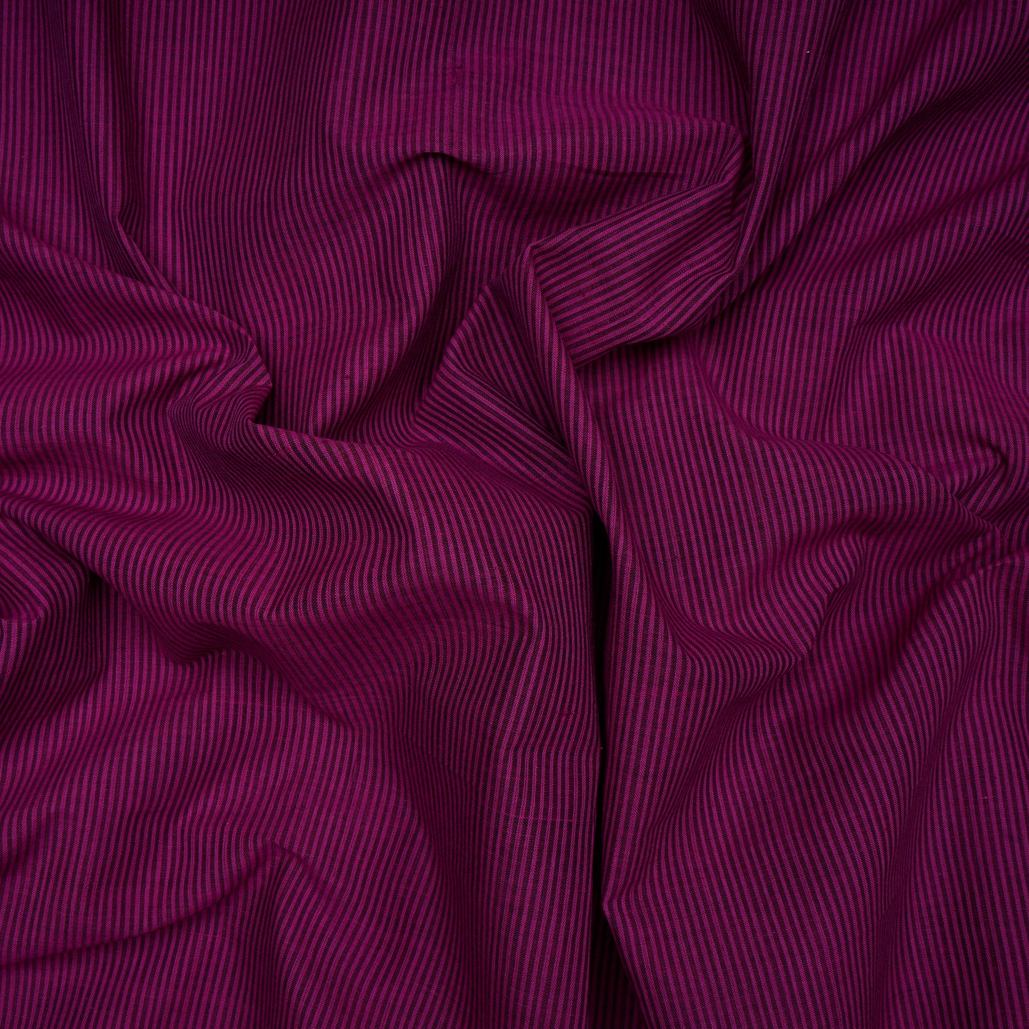 (Pre-Cut 2.50 Mtr)Pink Color Striped Mangalgiri Cotton Fabric