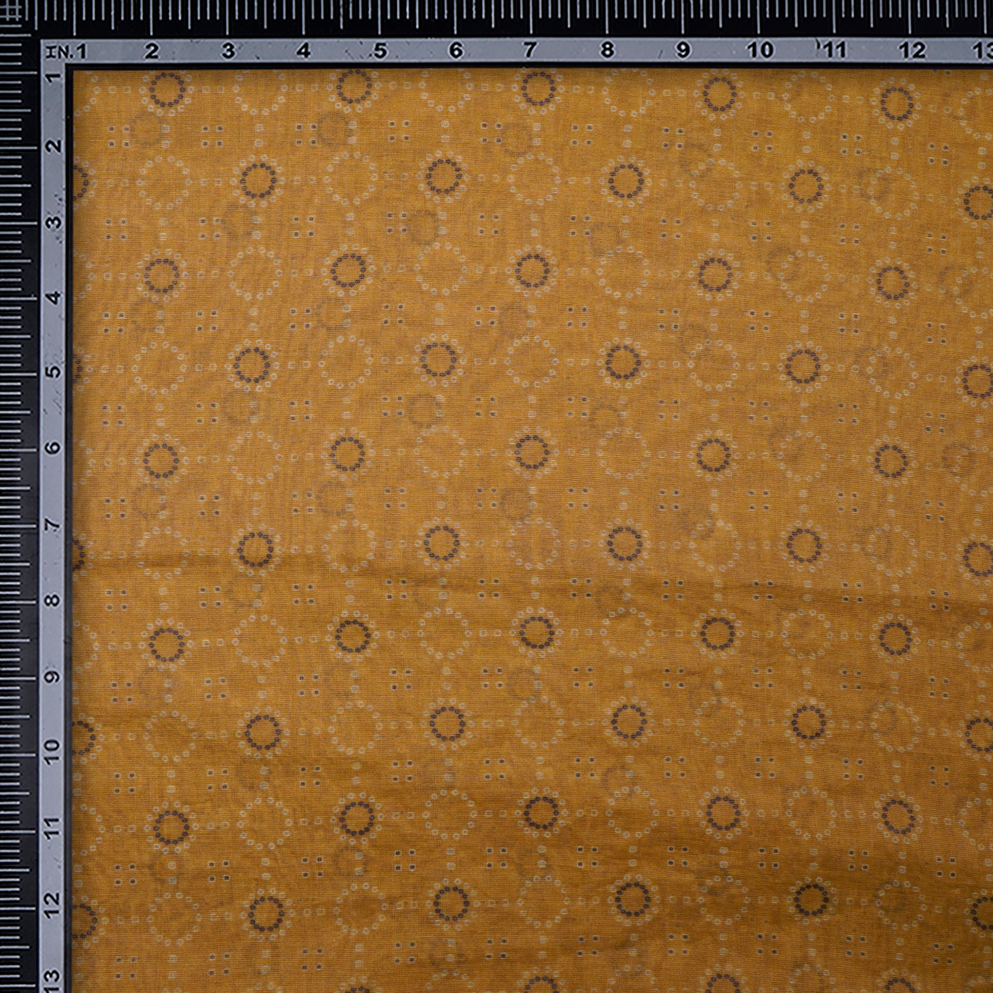 (Pre-Cut 1.40 Mtr)Mustard All Over Pattern Digital Printed Tissue Chanderi Fabric
