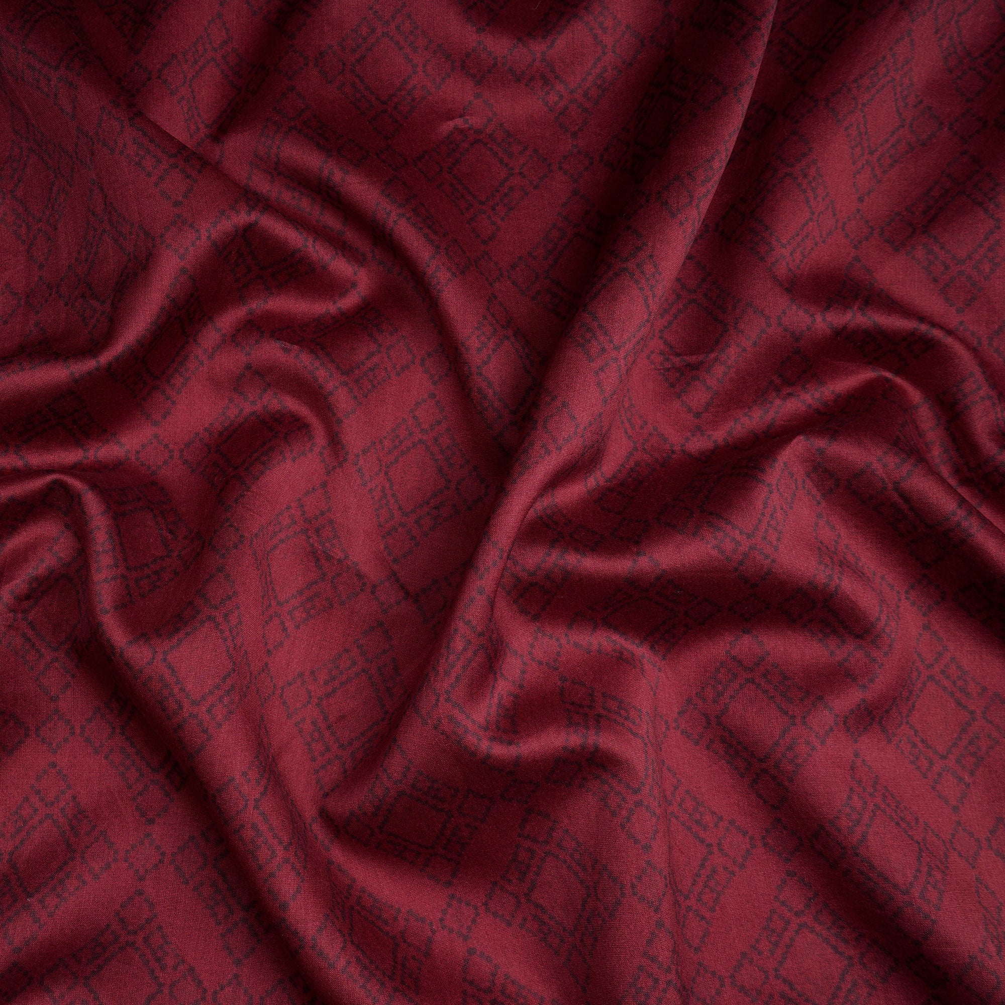 (Pre-Cut 2.50 Mtr)Maroon All Over Pattern Digital Printed Fine Chanderi Fabric