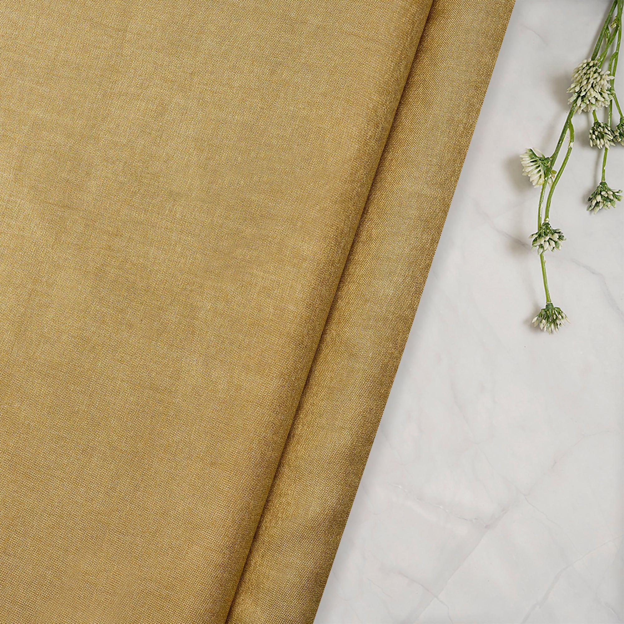 (Pre-Cut 1.65 Mtr)Beige Color Natural Tussar Cotton Silk Fabric