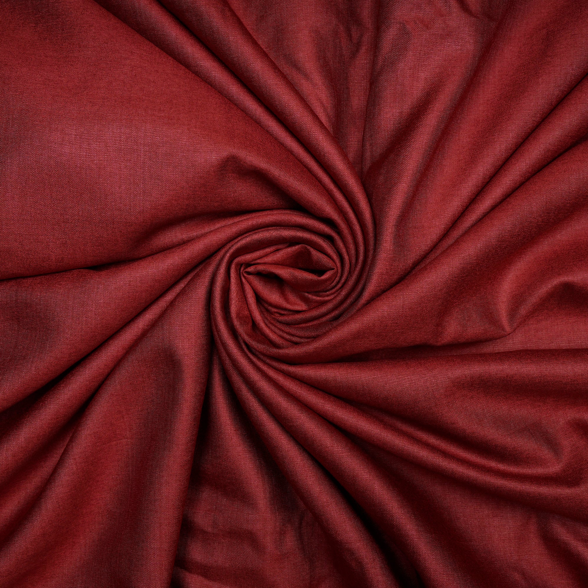 (Pre-Cut 2.00 Mtr)Fire Brick Red Color Natural Tussar Cotton Silk Fabric