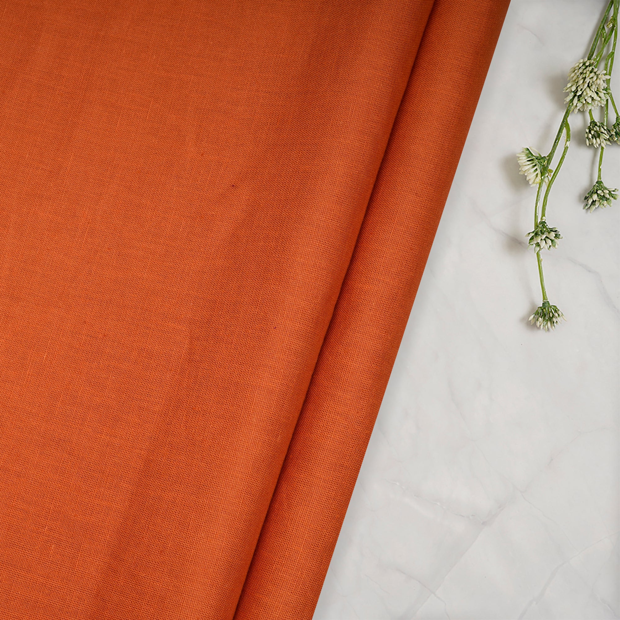 (Pre-Cut 3.00 Mtr)Rust Piece Dyed Plain Cotton Flax Fabric