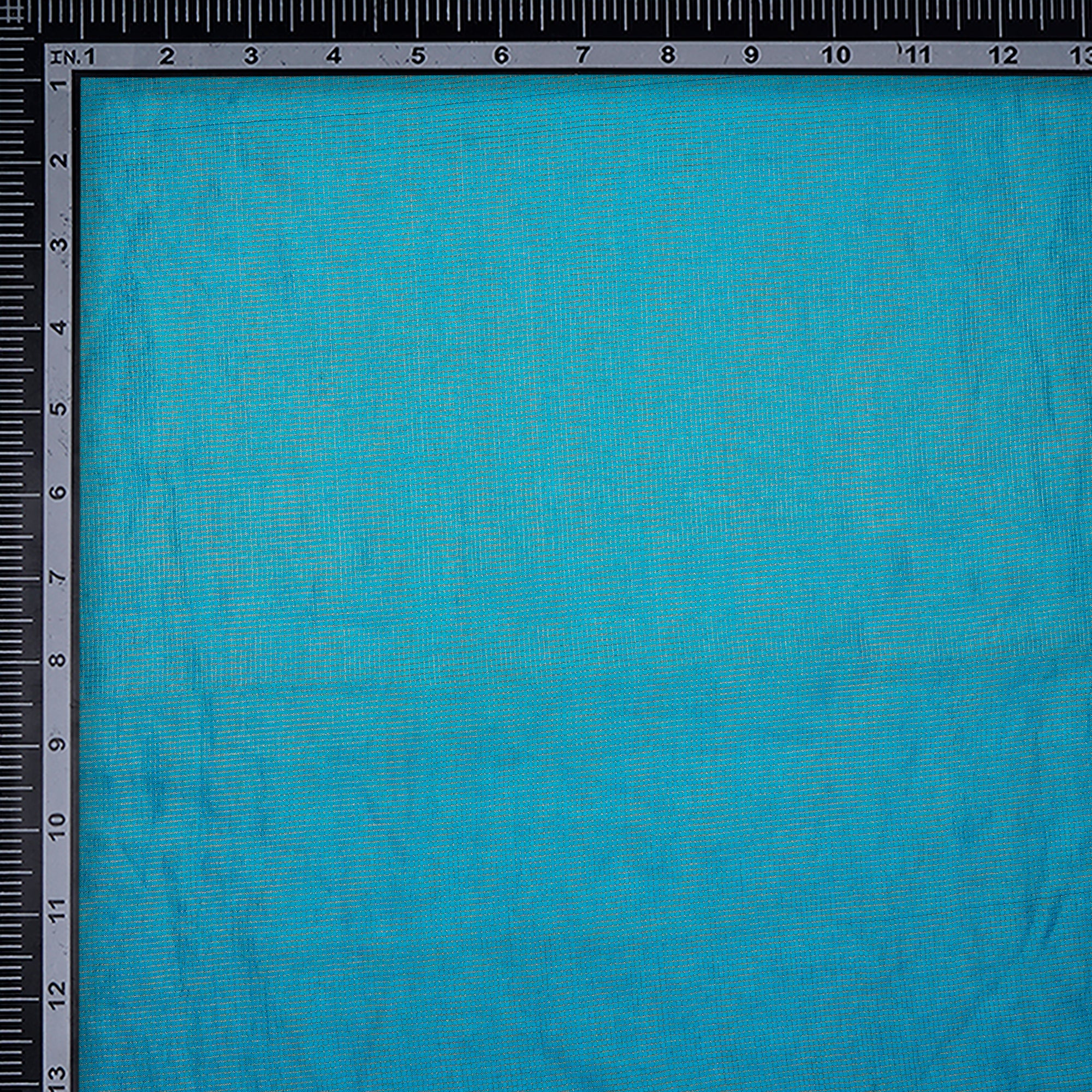 (Pre-Cut 1.90 Mtr) Blue Zari Checked Kota Dupion Silk Fabric