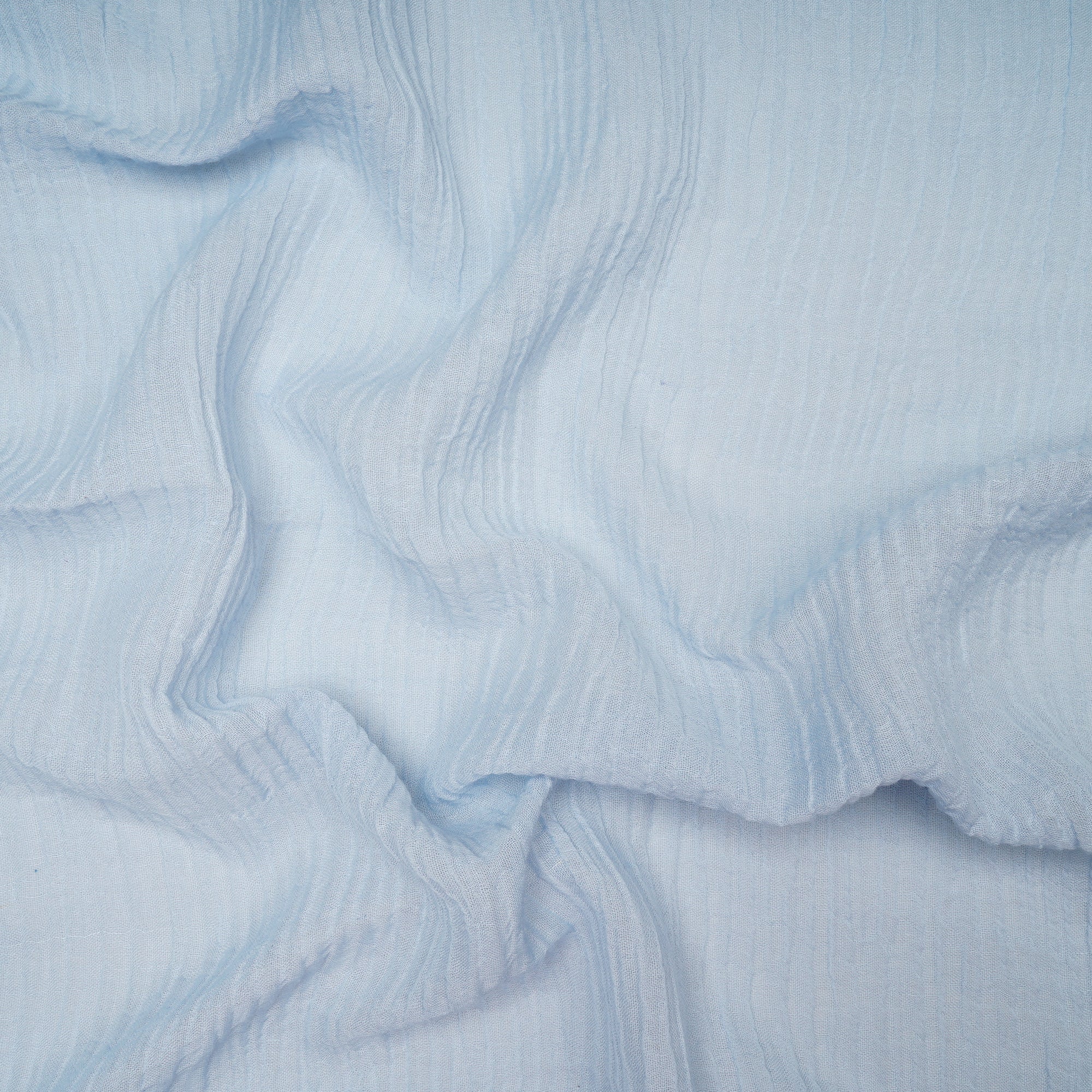(Pre Cut 0.70 Mtr )Ice Water Blue Crushed Cotton Linen Fabric