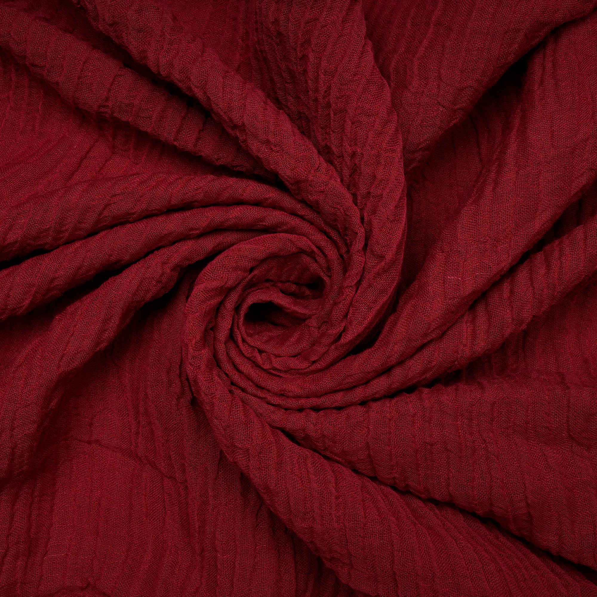 (Pre-Cut 1.30 Mtr)Maroon Piece Dyed Crushed Cotton Linen Fabric