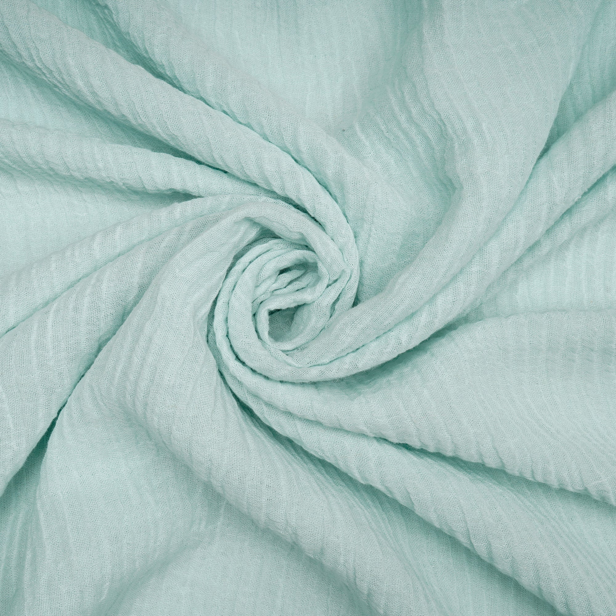 (Pre-Cut 1.80 Mtr)Light Cyan Blue Color Crushed Cotton Linen Fabric