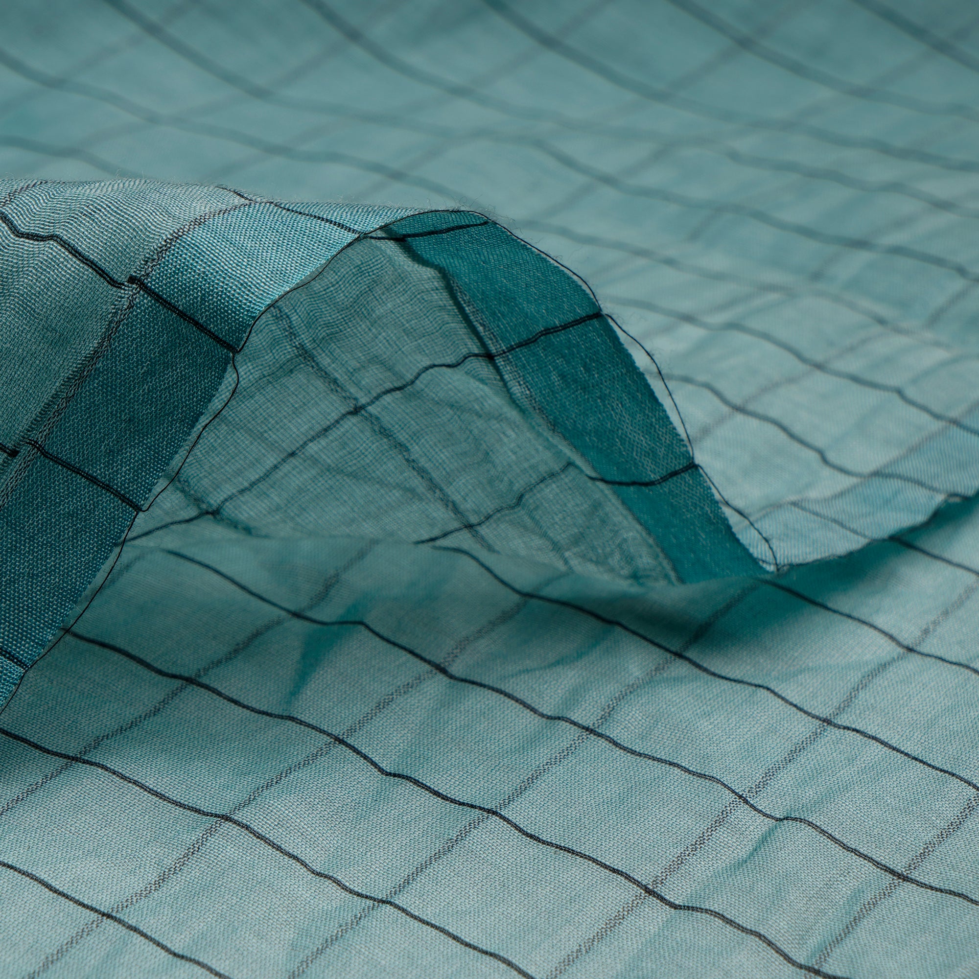 (Pre-Cut 1.00 Mtr)Blue Surf Piece Dyed Fancy Chanderi Fabric