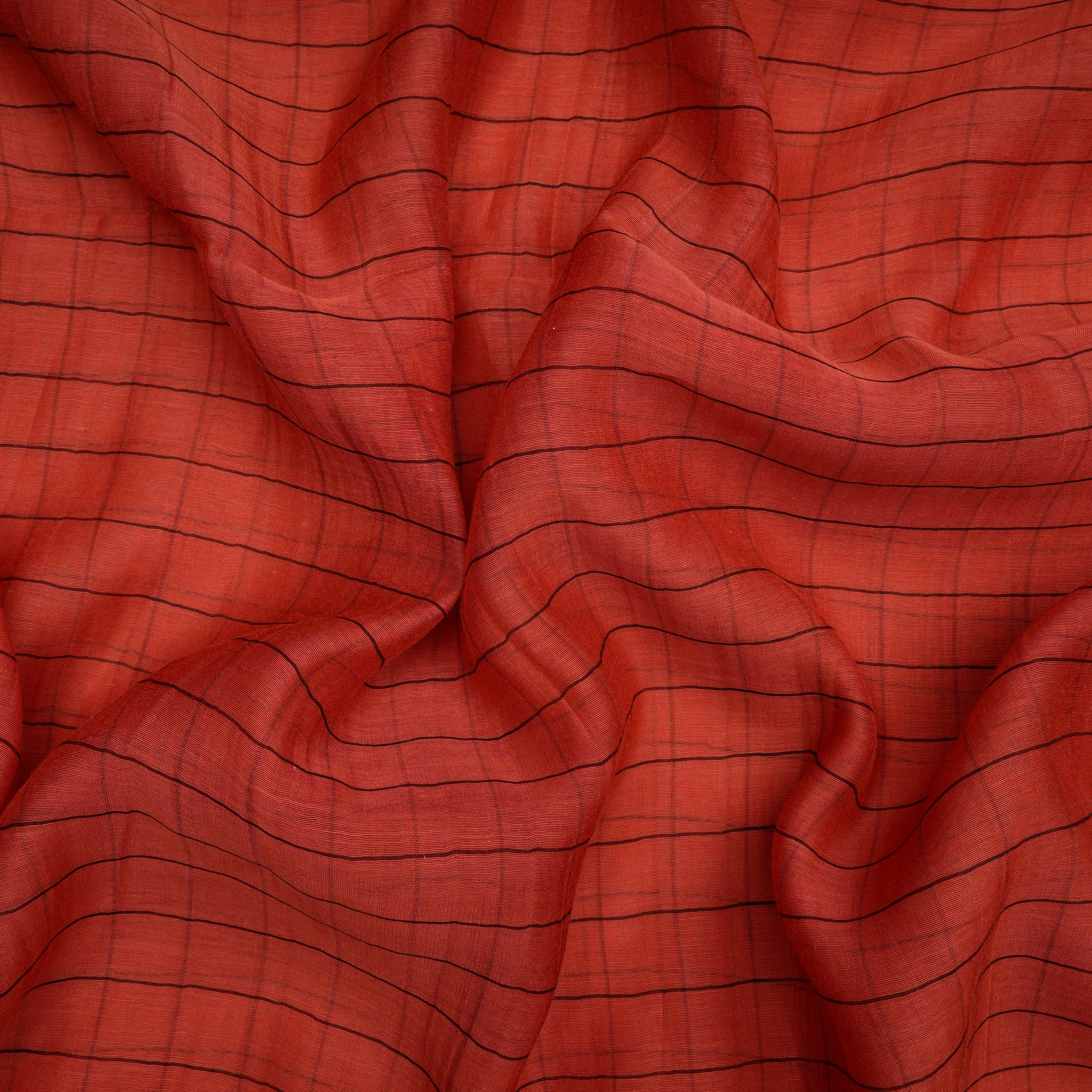 (Pre-Cut 2.00 Mtr)Red Color Piece Dyed Fancy Chanderi Fabric