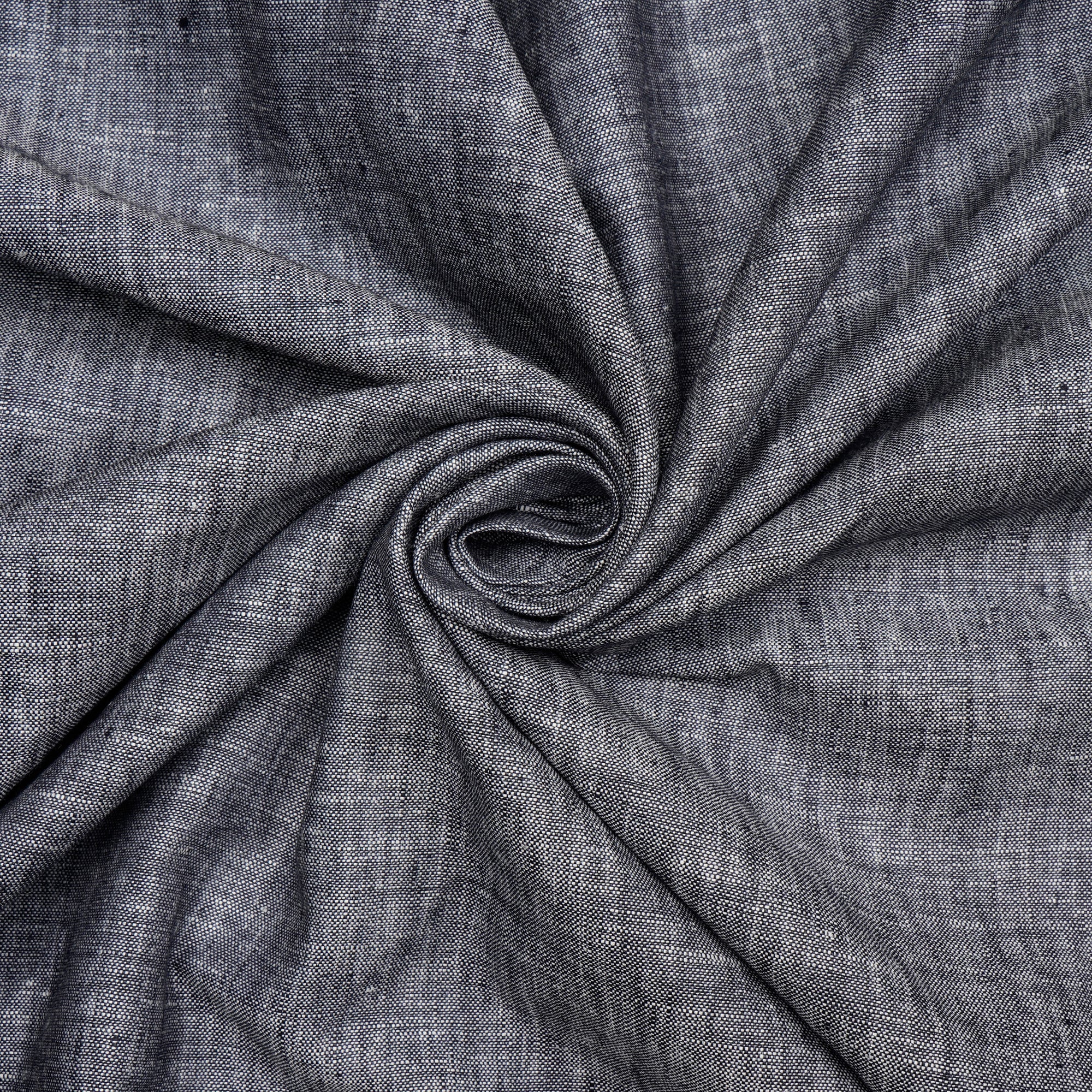 (Pre-Cut 1.00 Mtr)Black Color Plain Linen Fabric