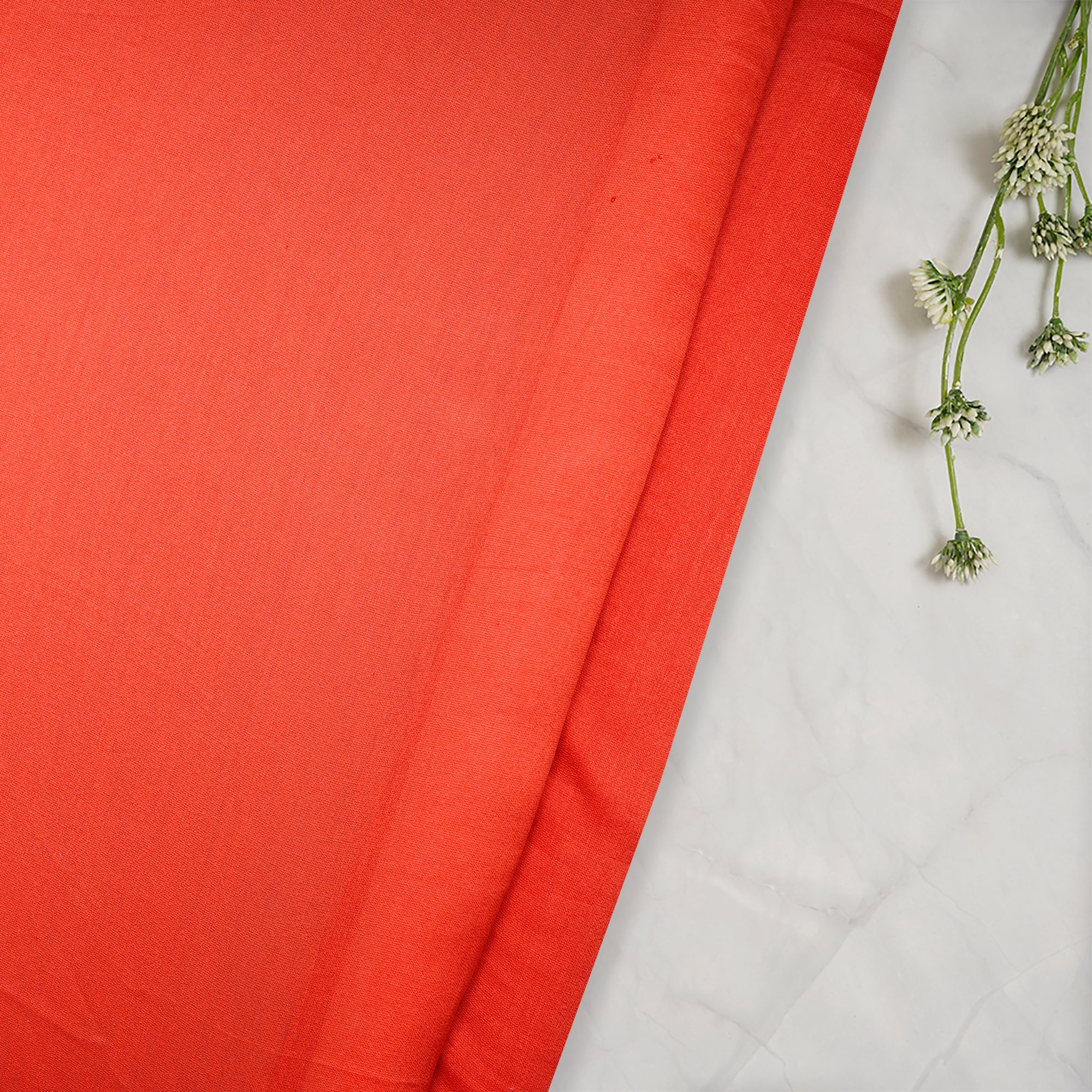 (Pre-Cut 0.95 Mtr)Orange Piece Dyed Pure Chanderi Fabric