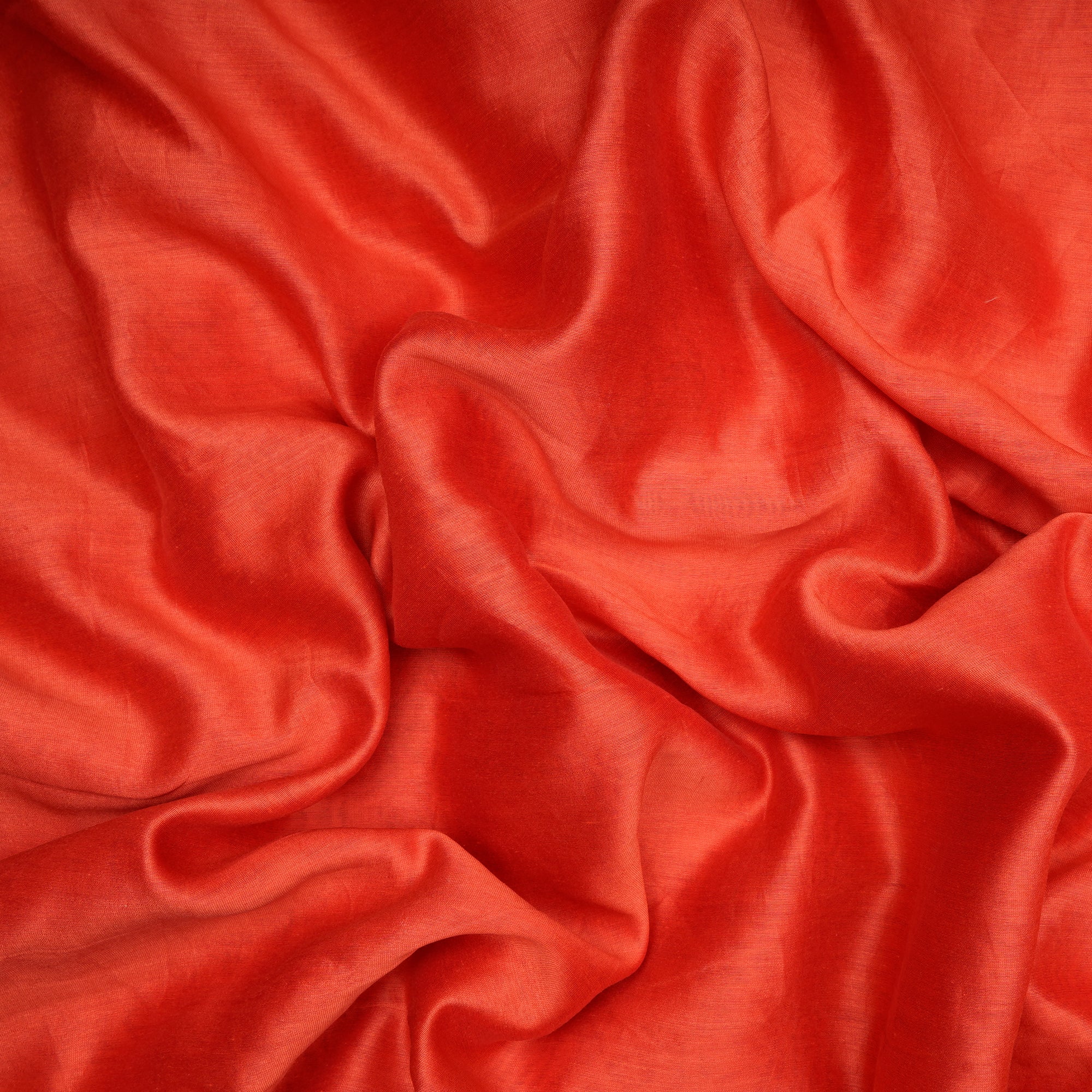 (Pre-Cut 4.15 Mtr)Georgia Orange Piece Dyed Pure Chanderi Fabric